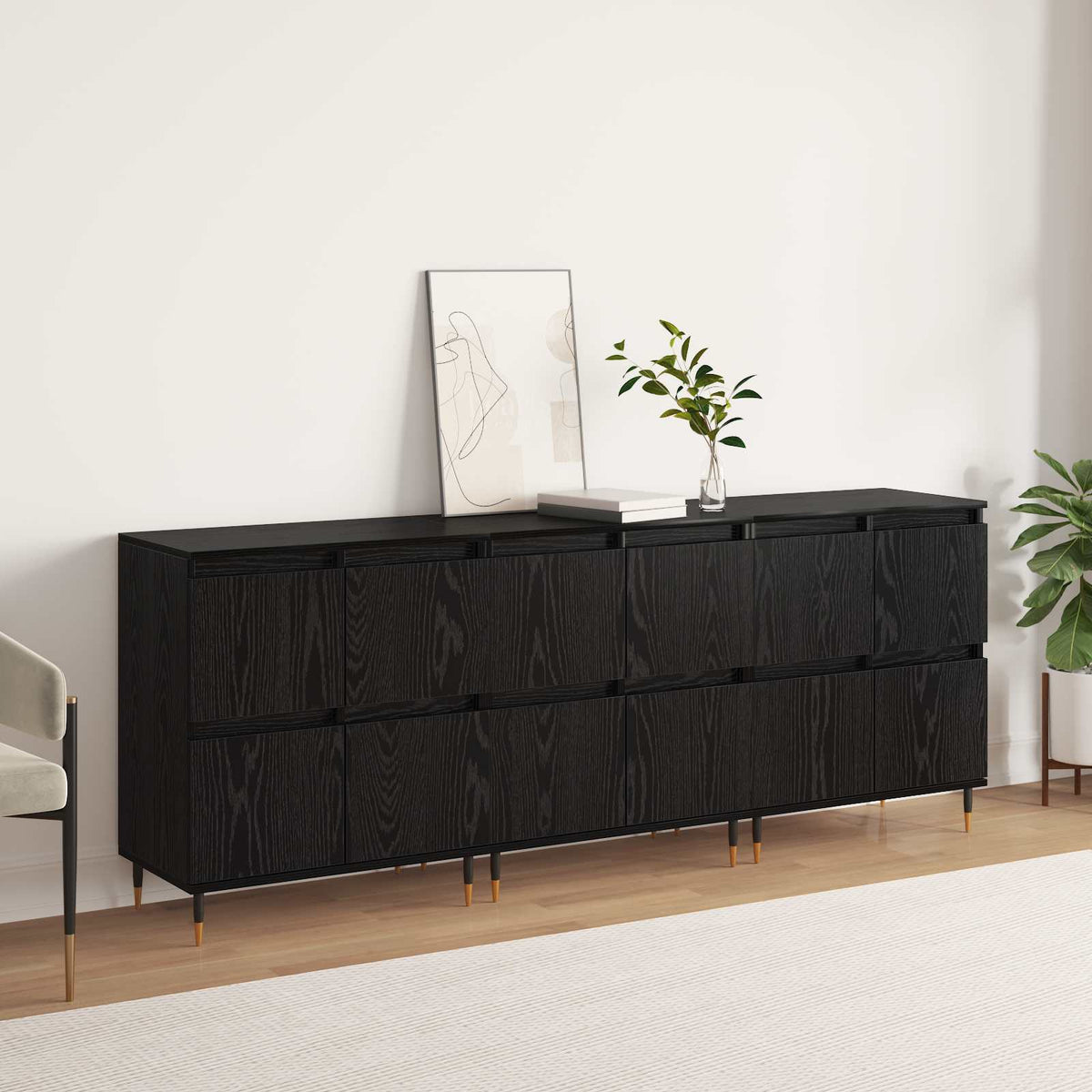 Armoire de rangement 3 pc Chêne noir 60 x 35 x 70 cm - XIOS