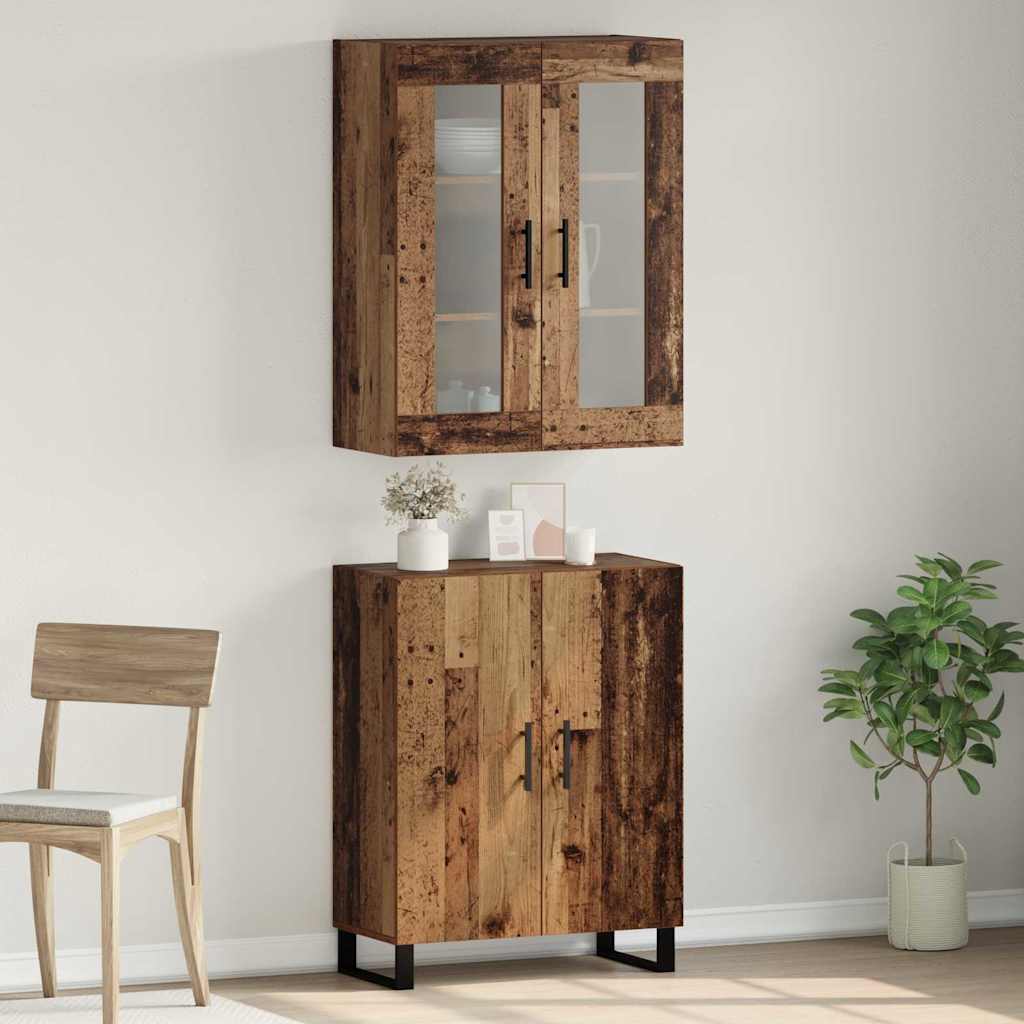 Haut Armoire 2 pcs Bois ancien Bois d'ingénierie - XIOS
