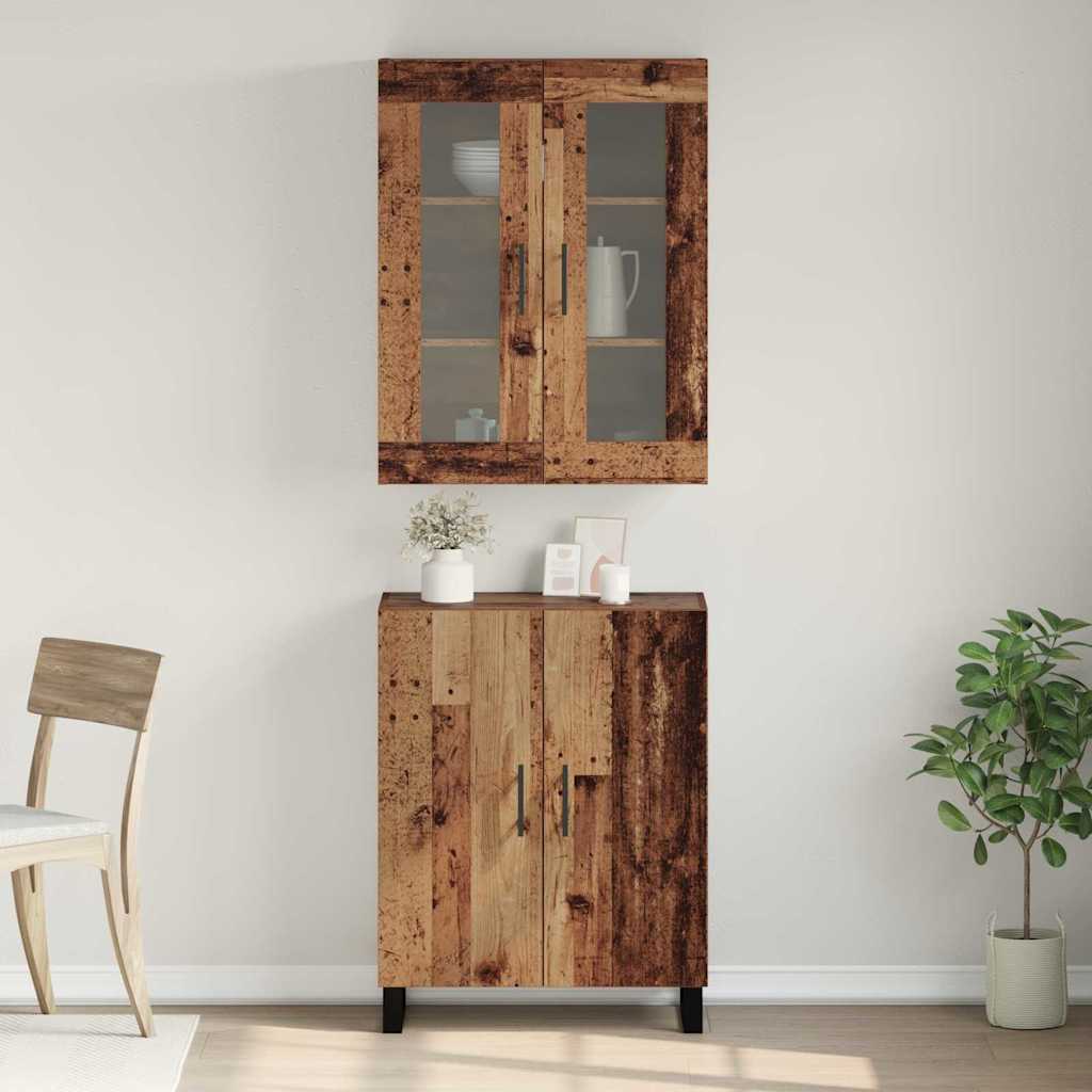 Haut Armoire 2 pcs Bois ancien Bois d'ingénierie - XIOS