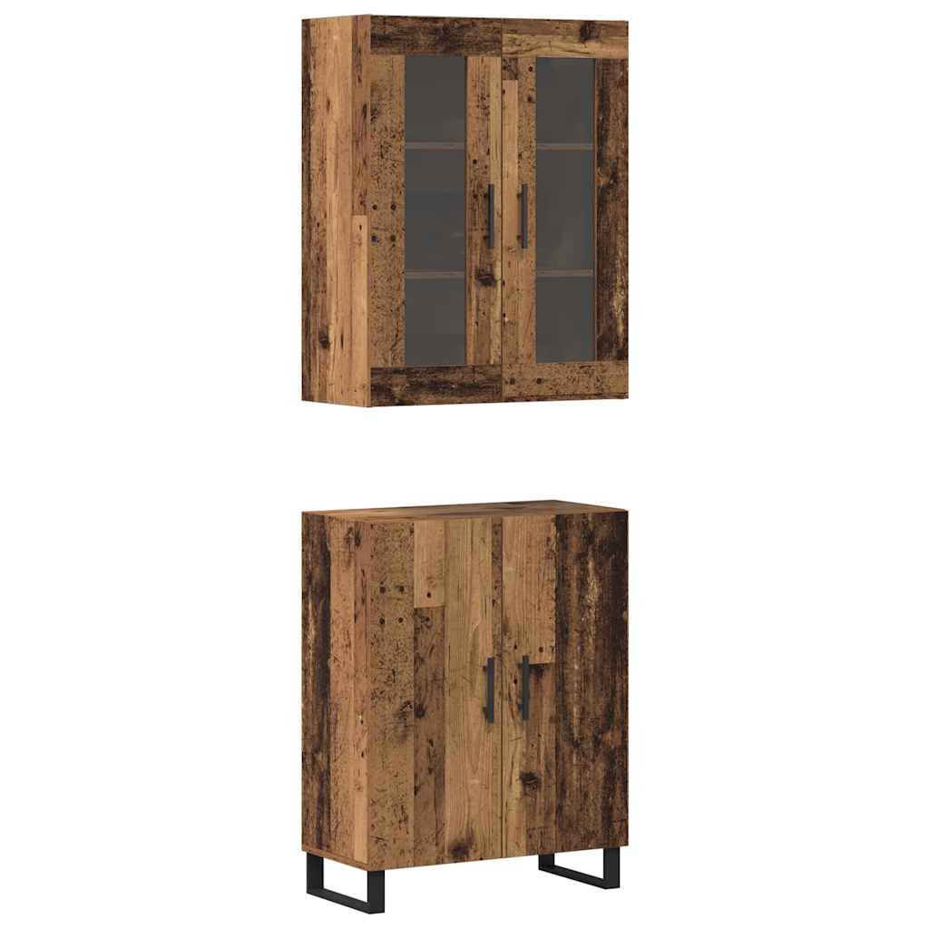 Haut Armoire 2 pcs Bois ancien Bois d'ingénierie - XIOS