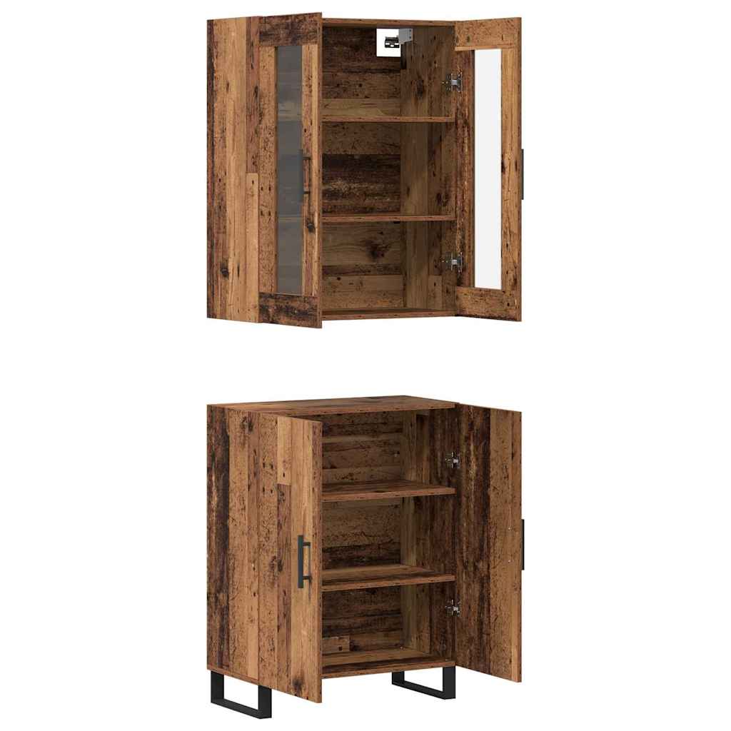 Haut Armoire 2 pcs Bois ancien Bois d'ingénierie - XIOS
