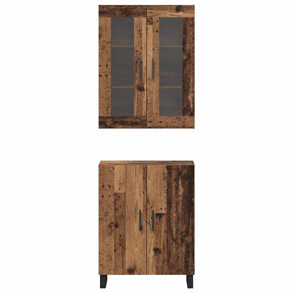 Haut Armoire 2 pcs Bois ancien Bois d'ingénierie - XIOS