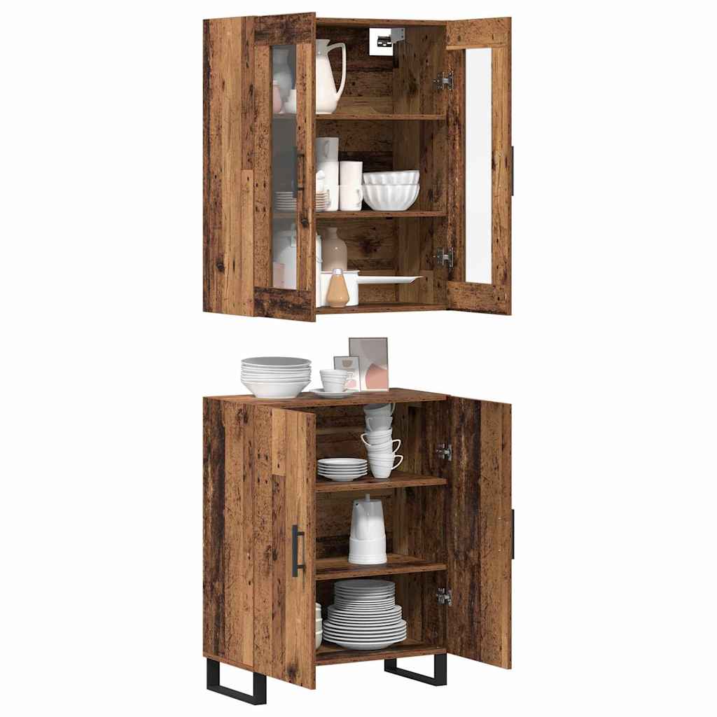 Haut Armoire 2 pcs Bois ancien Bois d'ingénierie - XIOS