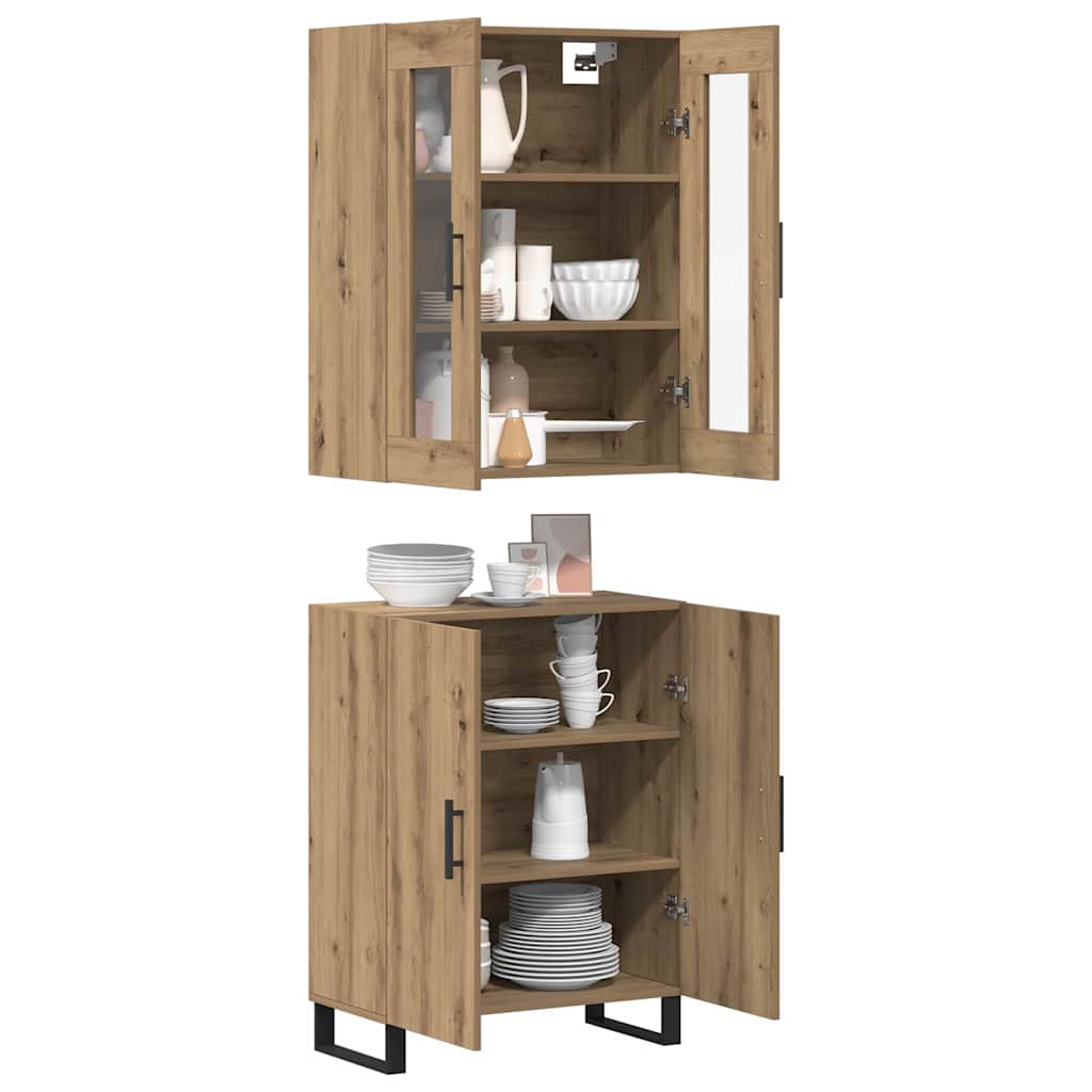 Haut Armoire 2 pcs chêne artisanal Bois d'ingénierie - XIOS