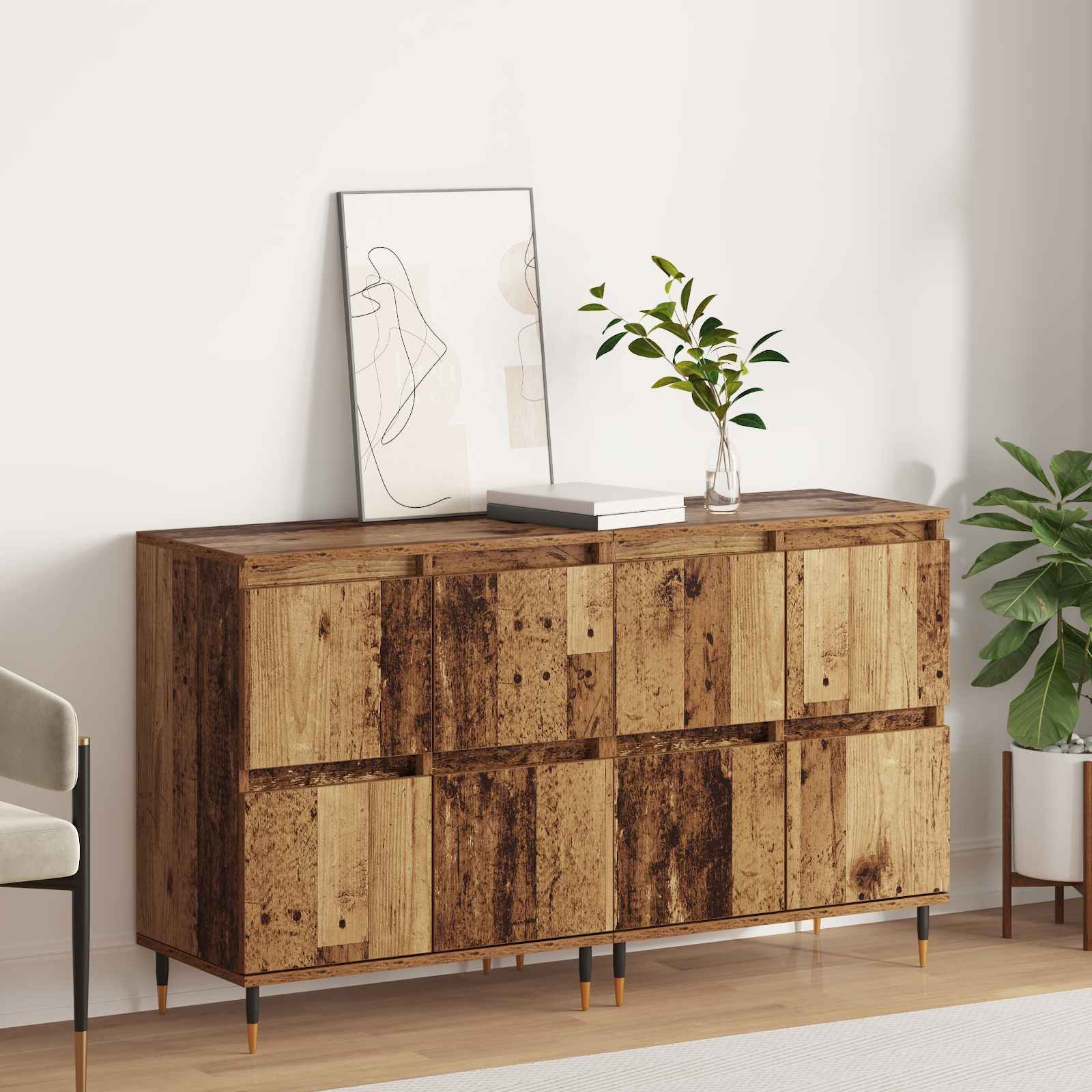 Armoire de rangement 2 pcs Bois ancien 60 x 35 x 70 cm - XIOS