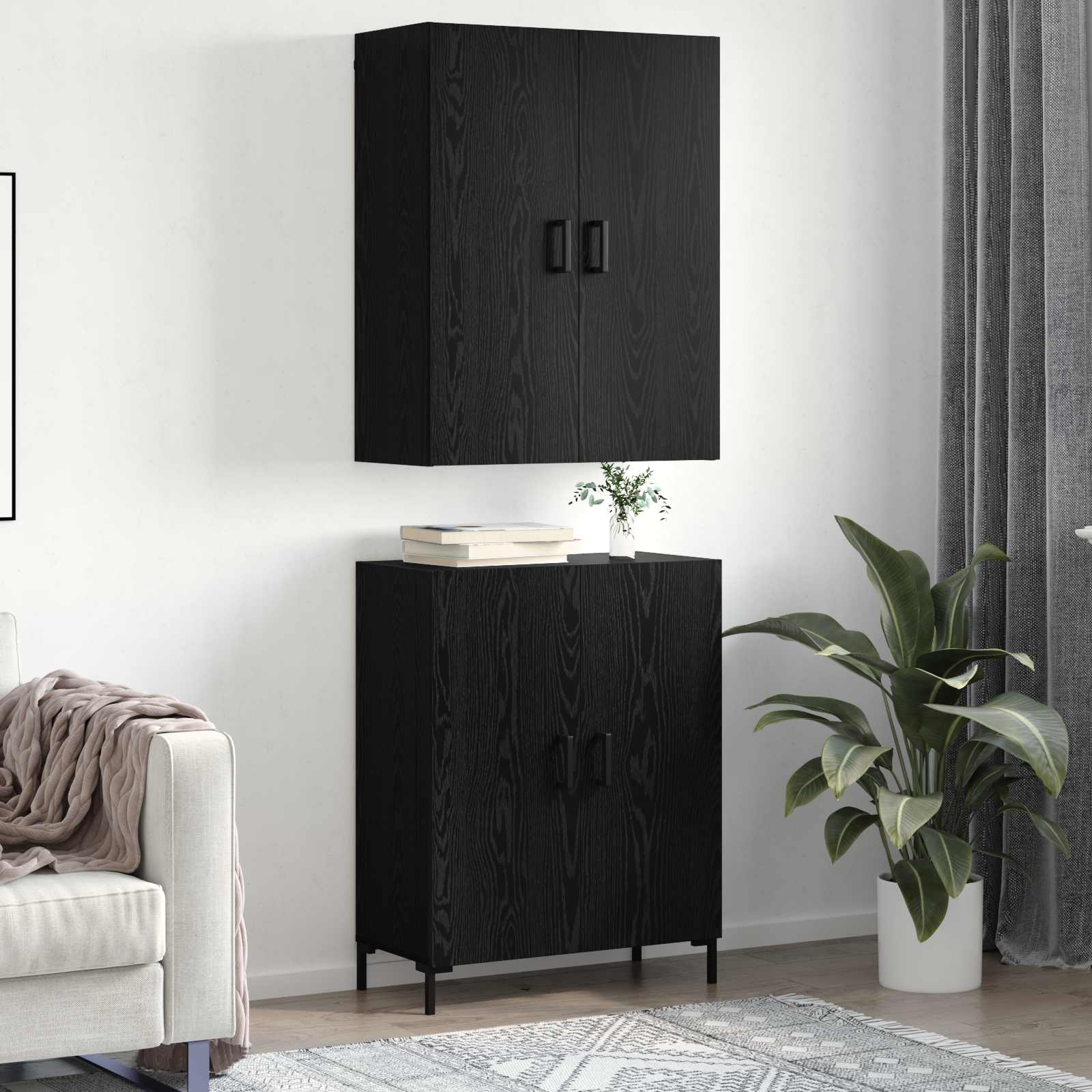 Haut Armoire Chêne noir 69,5 x 34 x 180 cm Bois d'ingénierie - XIOS