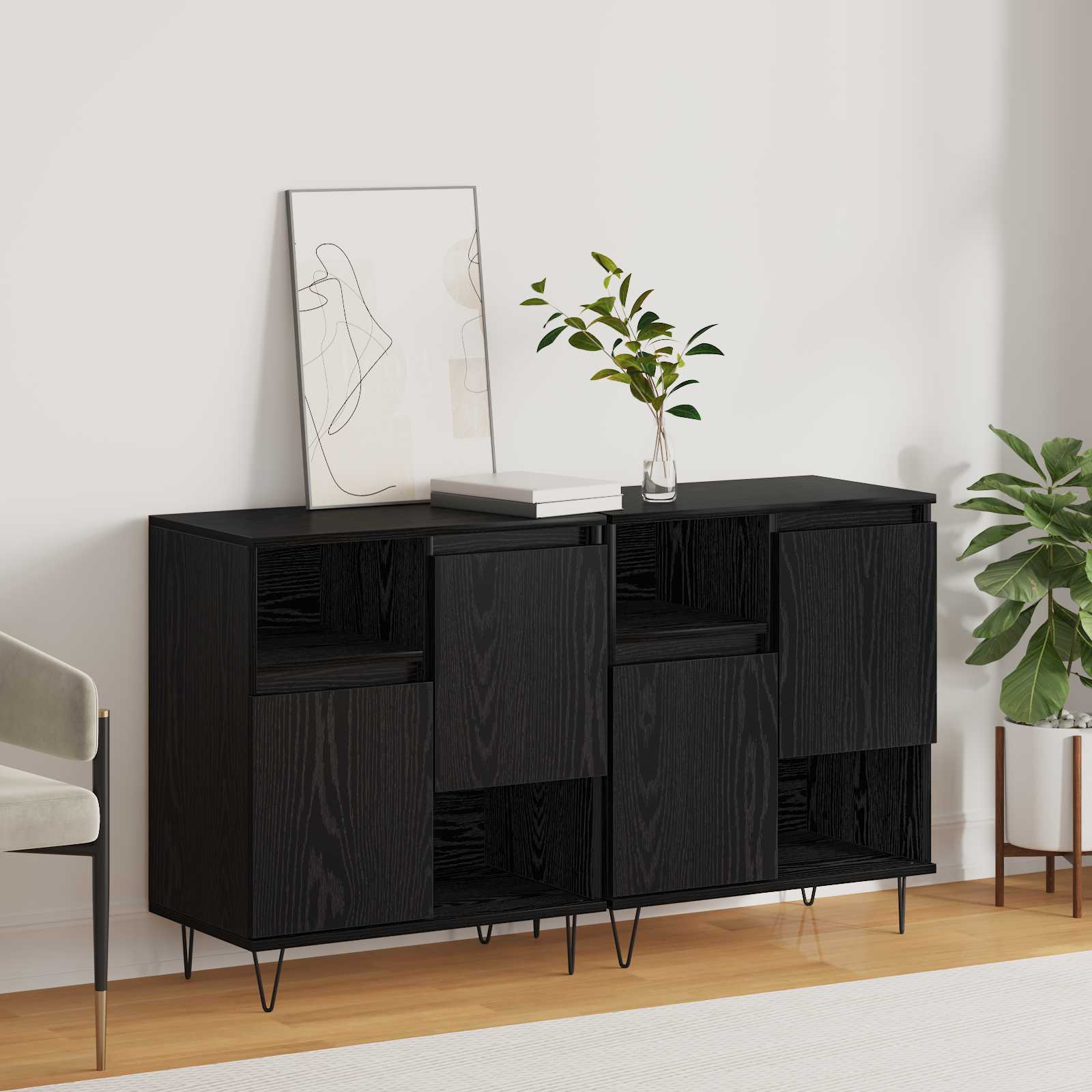 Buffet 2 pcs Chêne noir 60 x 35 x 70 cm - XIOS