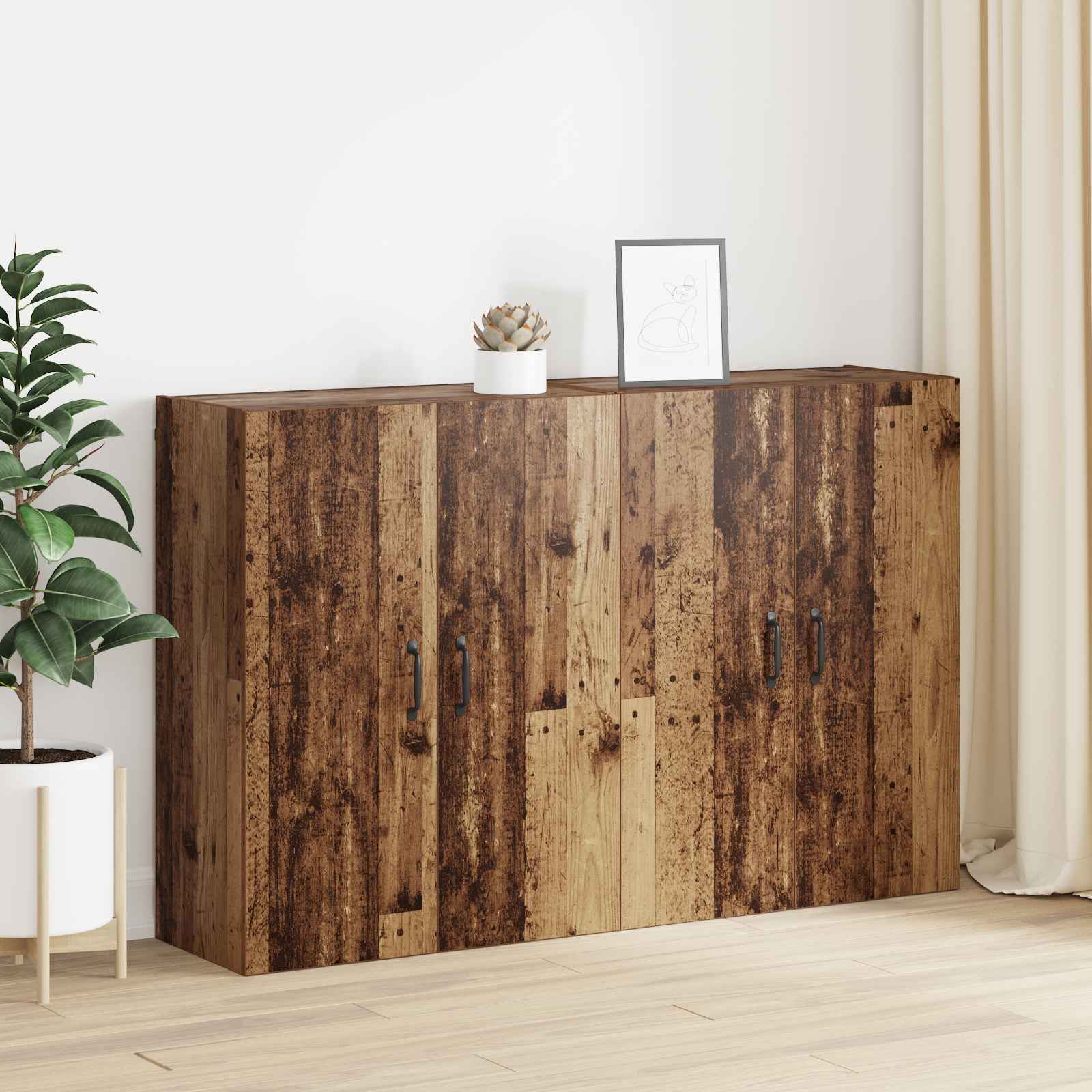 Armoire Murale 2 pc Bois ancien 69,5 x 34 x 90 cm - XIOS