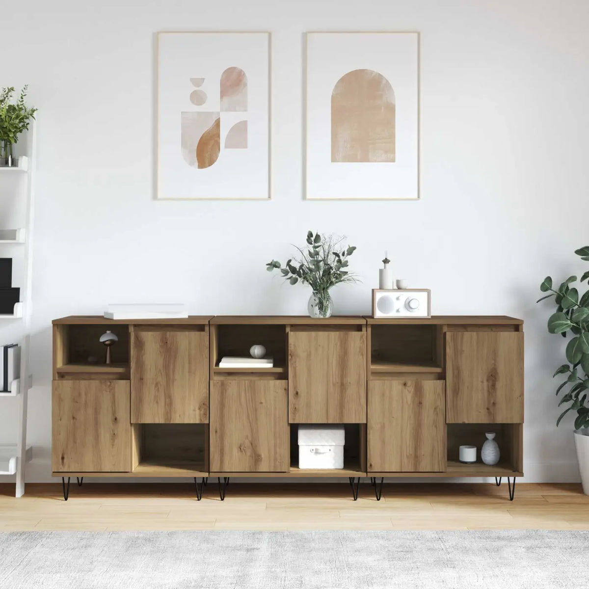 Buffet 3 pc Chêne artisanal 60 x 35 x 70 cm - XIOS