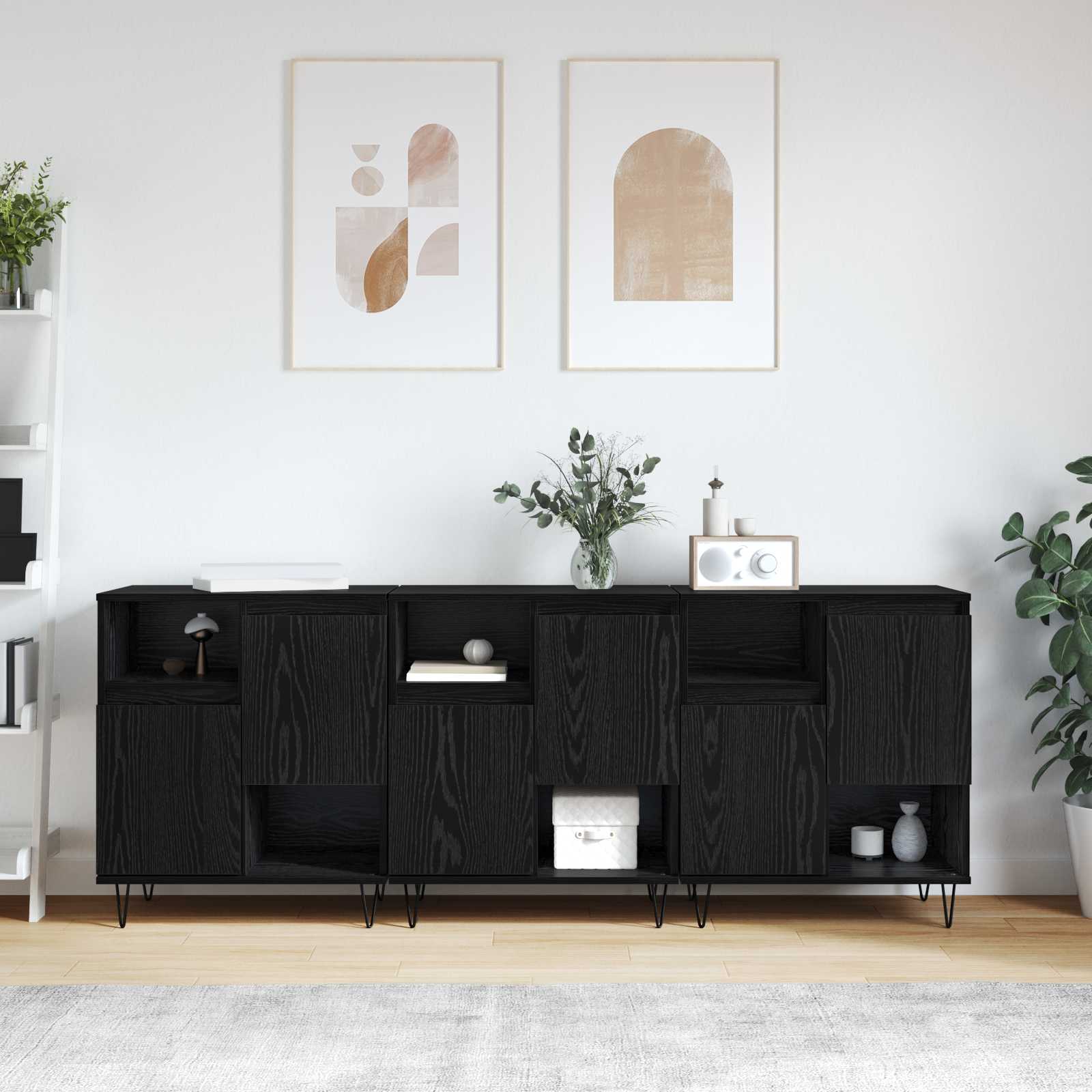 Buffet 3 pc Chêne noir 60 x 35 x 70 cm - XIOS