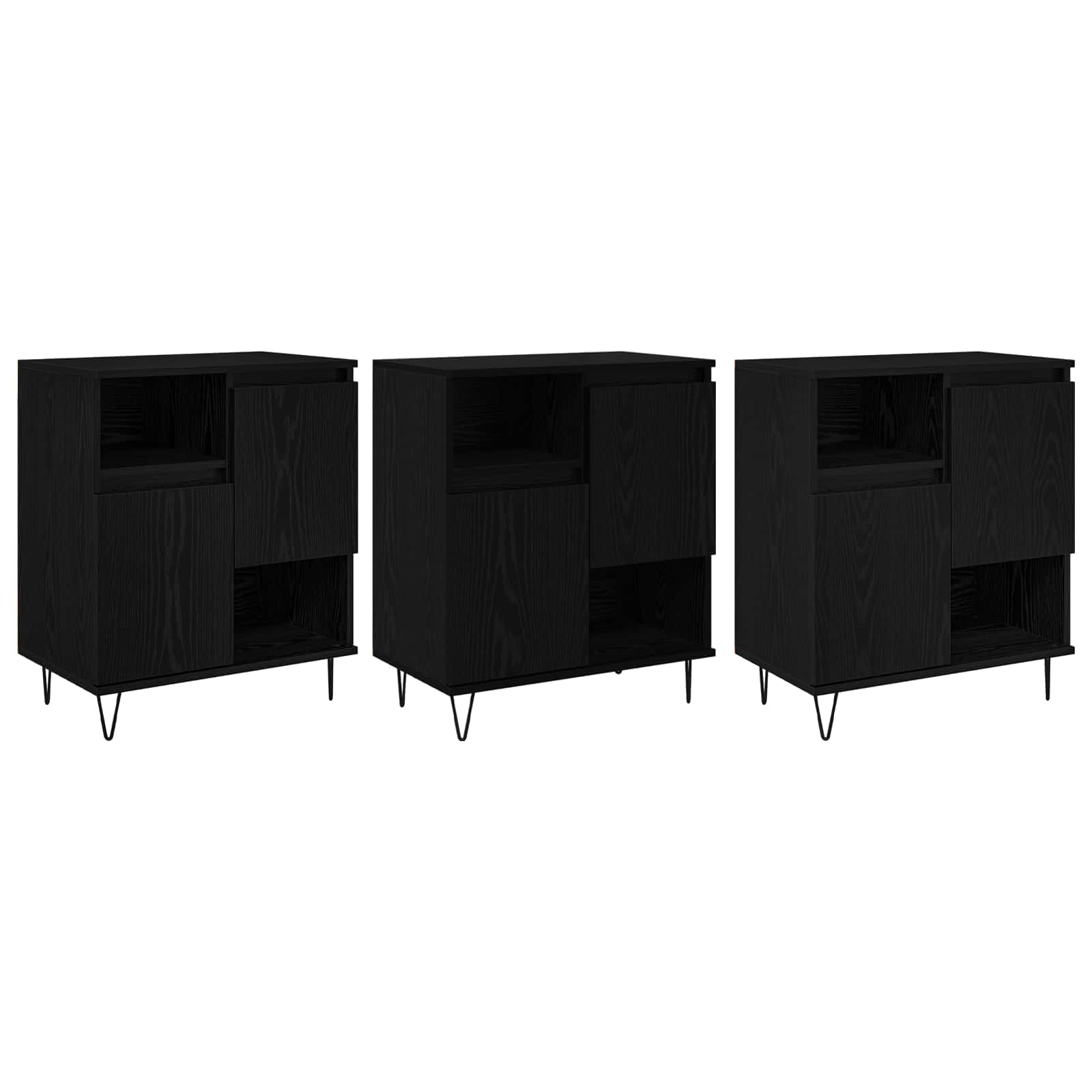 Buffet 3 pc Chêne noir 60 x 35 x 70 cm - XIOS