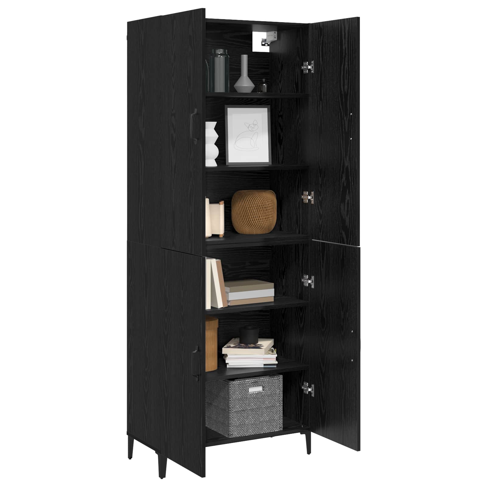 Haut Armoire 2 pcs Chêne noir Bois d'ingénierie - XIOS