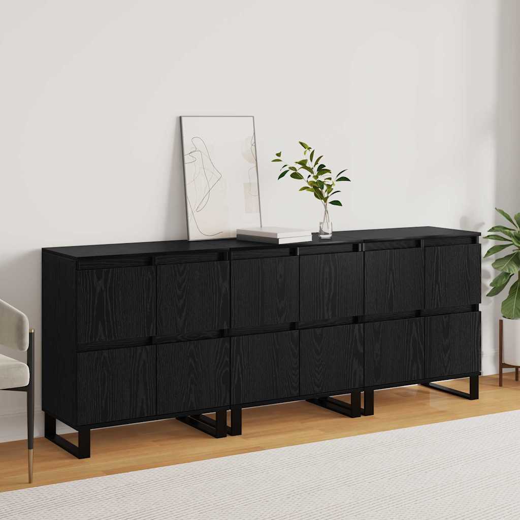 Buffets 3 pcs Chêne noir 180 x 35 x 70 cm Bois d'ingénierie - XIOS