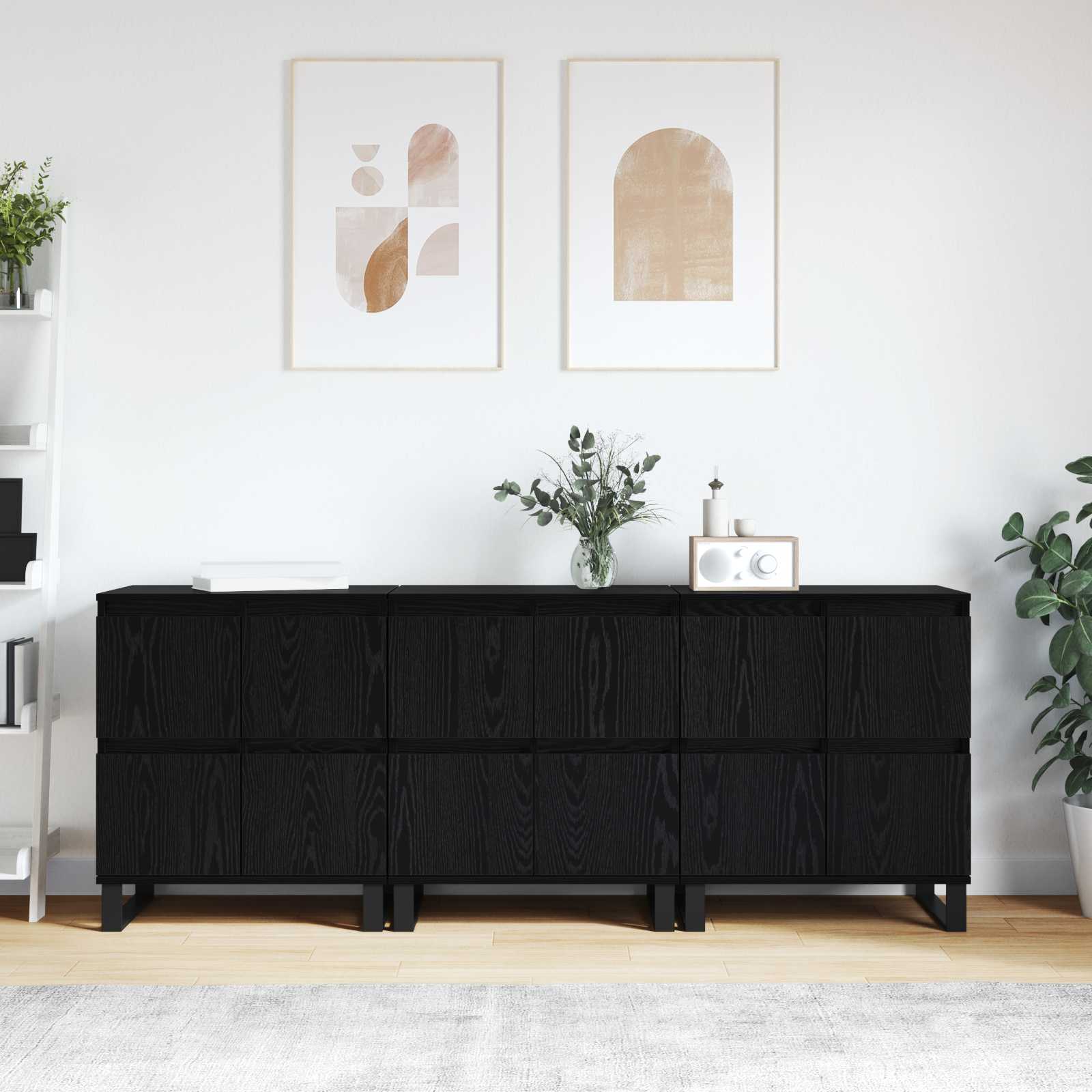 Buffet 3 pcs Chêne noir 60 x 35 x 70 cm - XIOS