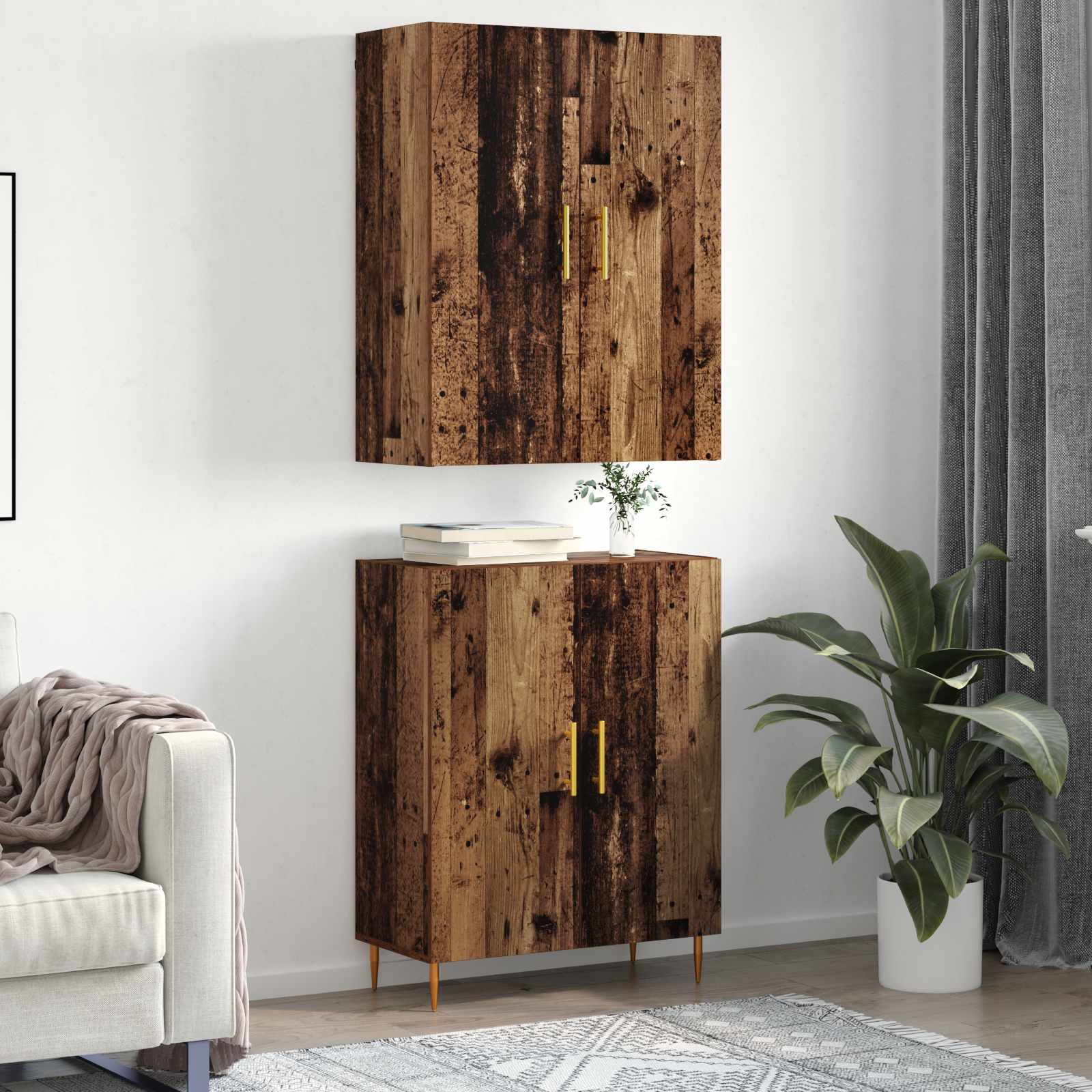 Haut Armoire Bois ancien 69,5 x 34 x 180 cm Bois d'ingénierie - XIOS