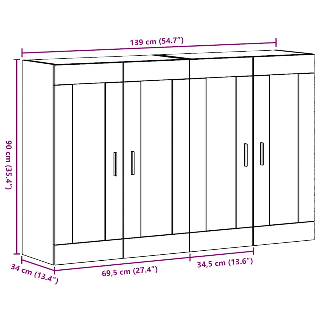 Armoires Murailles 2 pcs Bois ancien 69,5 x 34 x 90 cm - XIOS