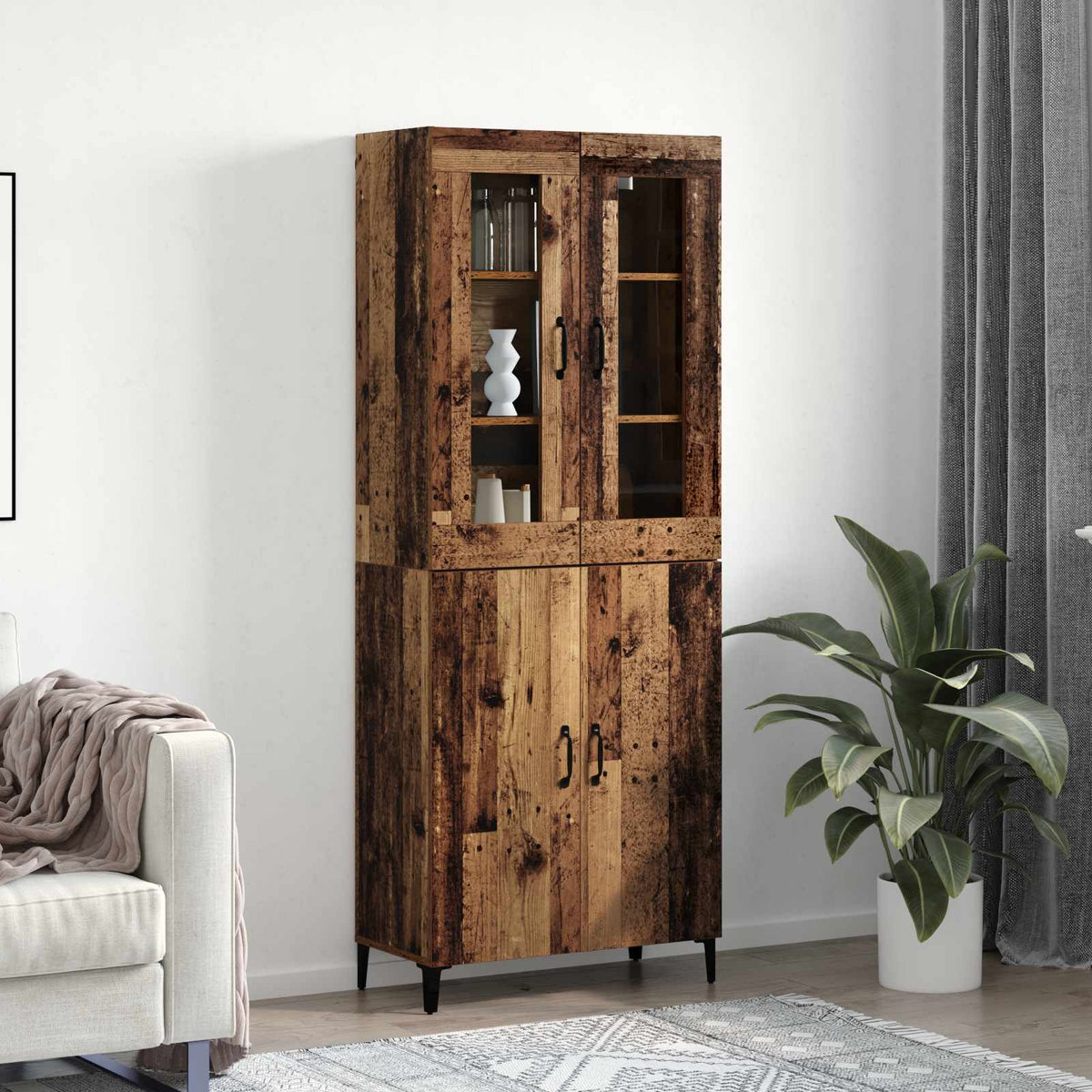 Haut Armoire 2 pc Bois ancien 69,5 x 34 x 180 cm