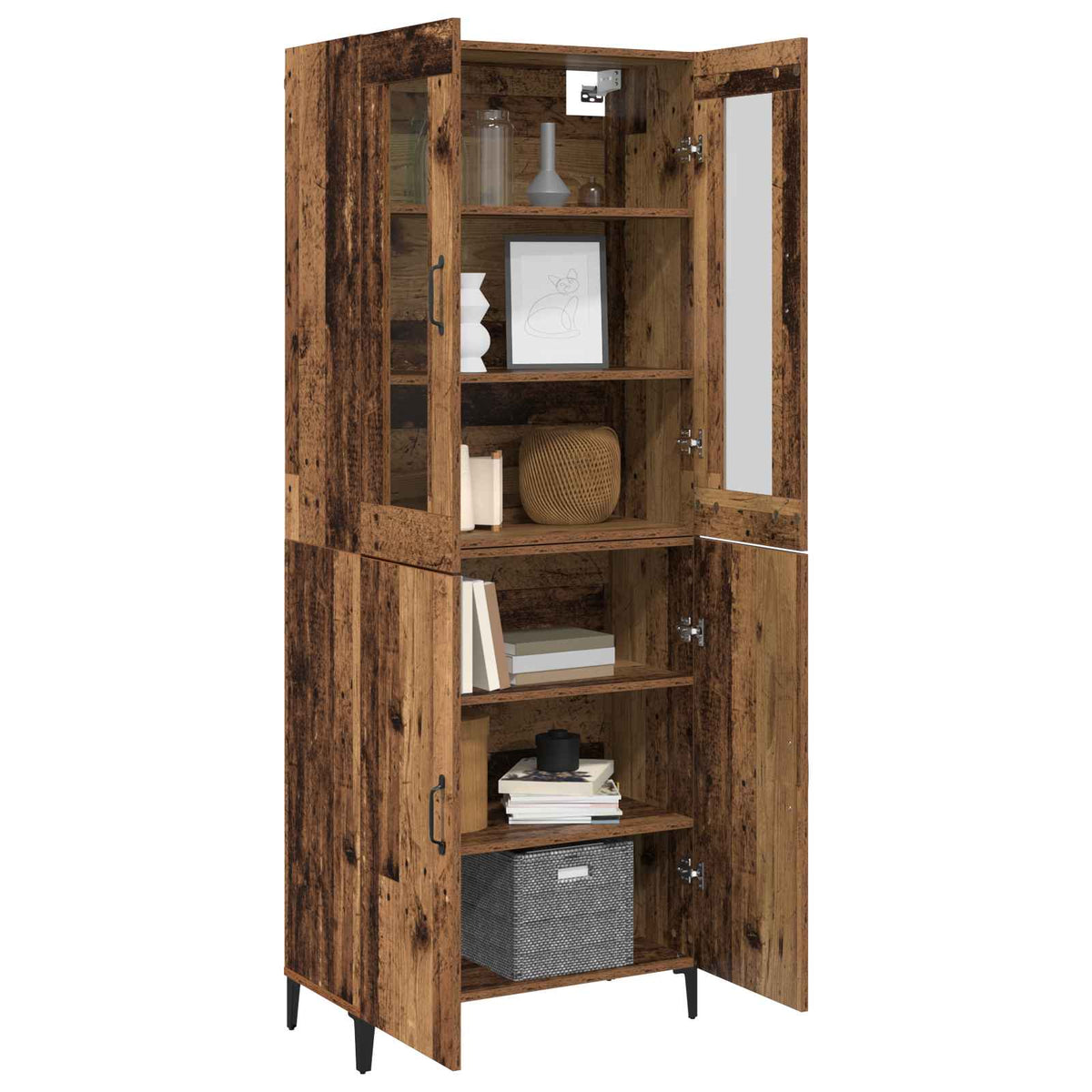 Haut Armoire 2 pc Bois ancien 69,5 x 34 x 180 cm