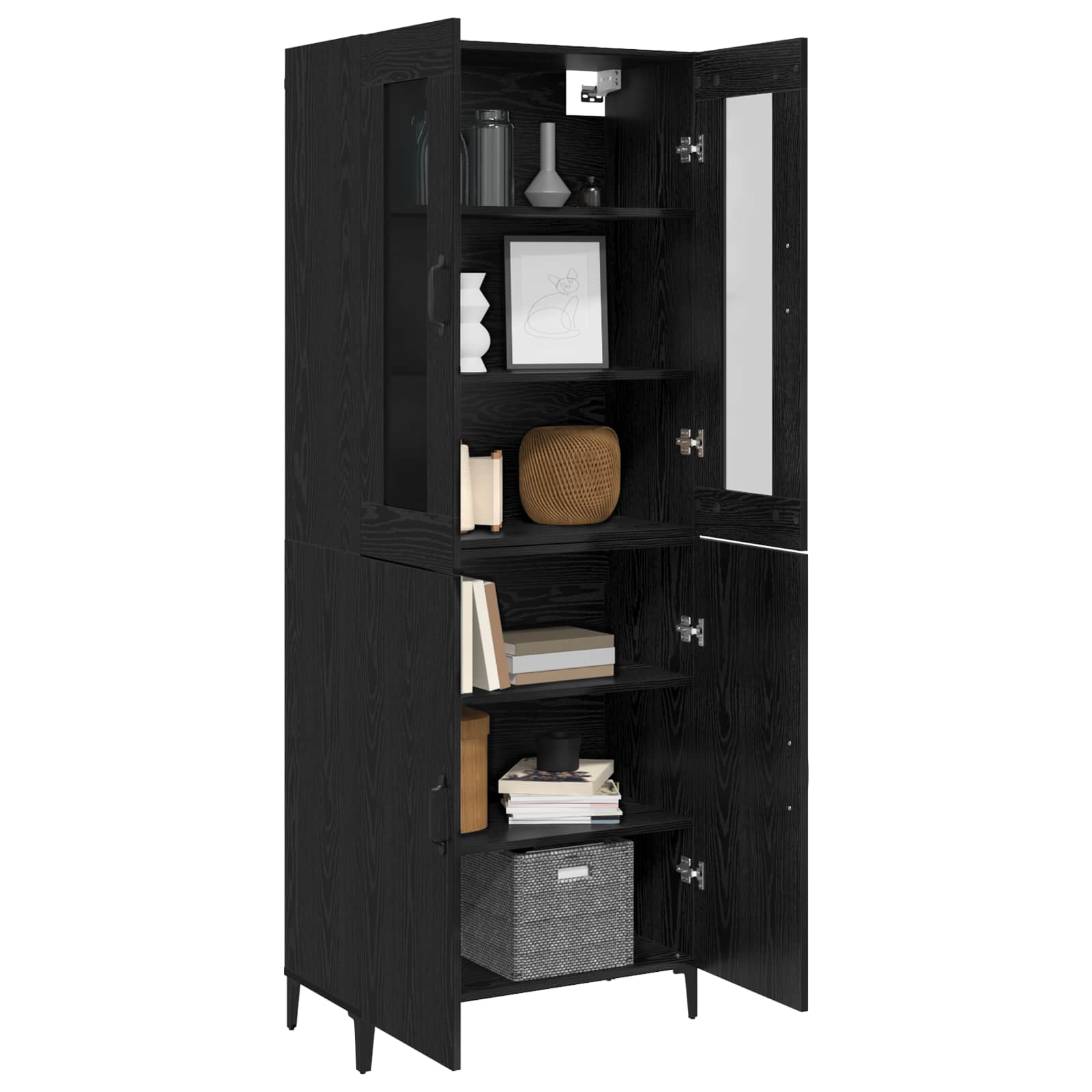 Haut Armoire 2 pcs Chêne noir Bois d'ingénierie - XIOS