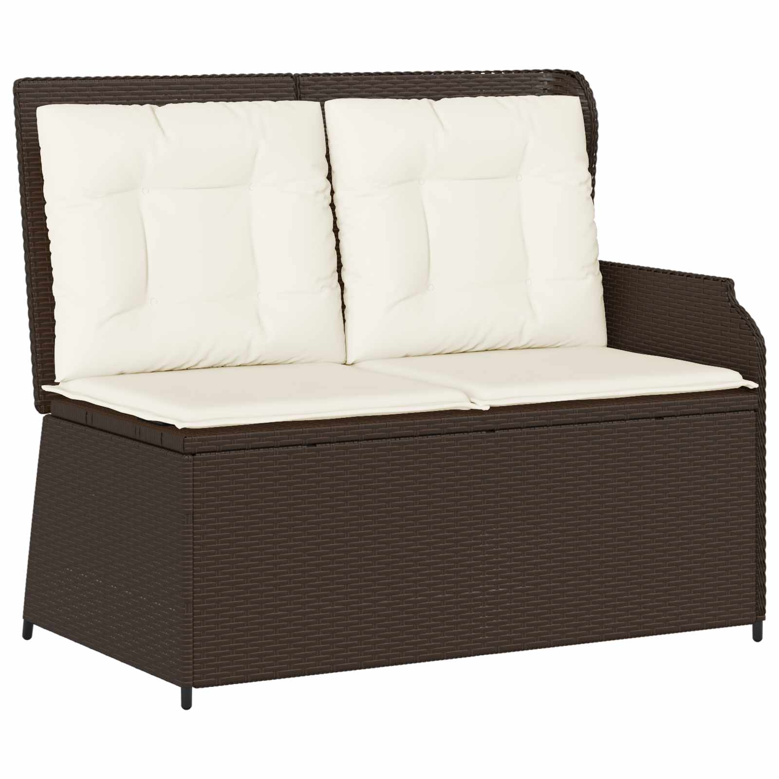 Banc de jardin avec coussin Noir et blanc crème polyrotin - XIOS