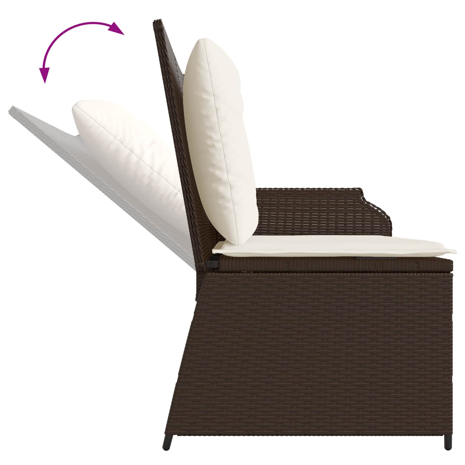 Banc de jardin avec coussin Noir et blanc crème polyrotin - XIOS