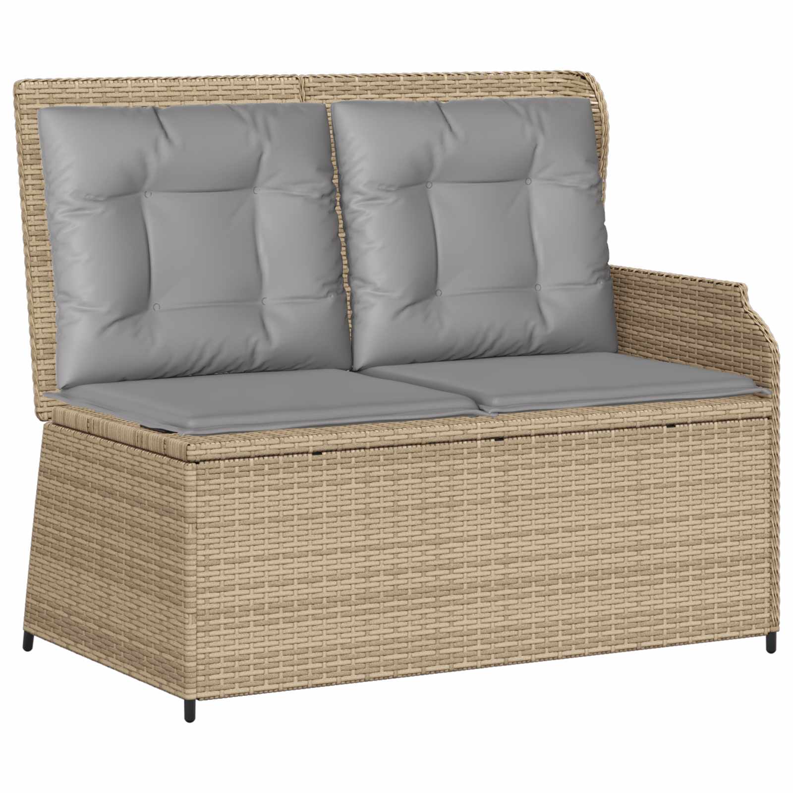 Banc de jardin avec coussin Beige et gris polyrotin - XIOS