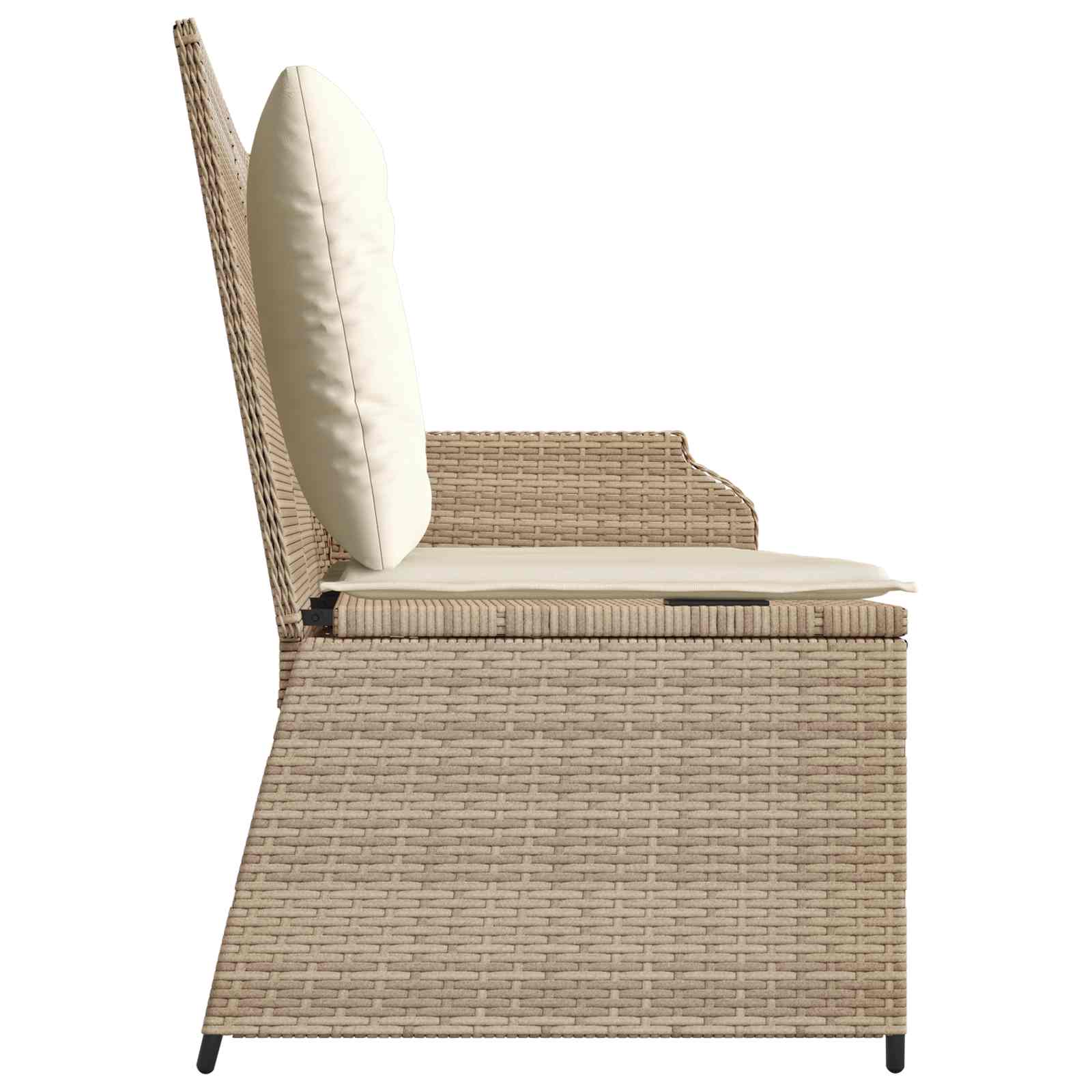 Banc de jardin avec coussin Noir et blanc crème polyrotin - XIOS