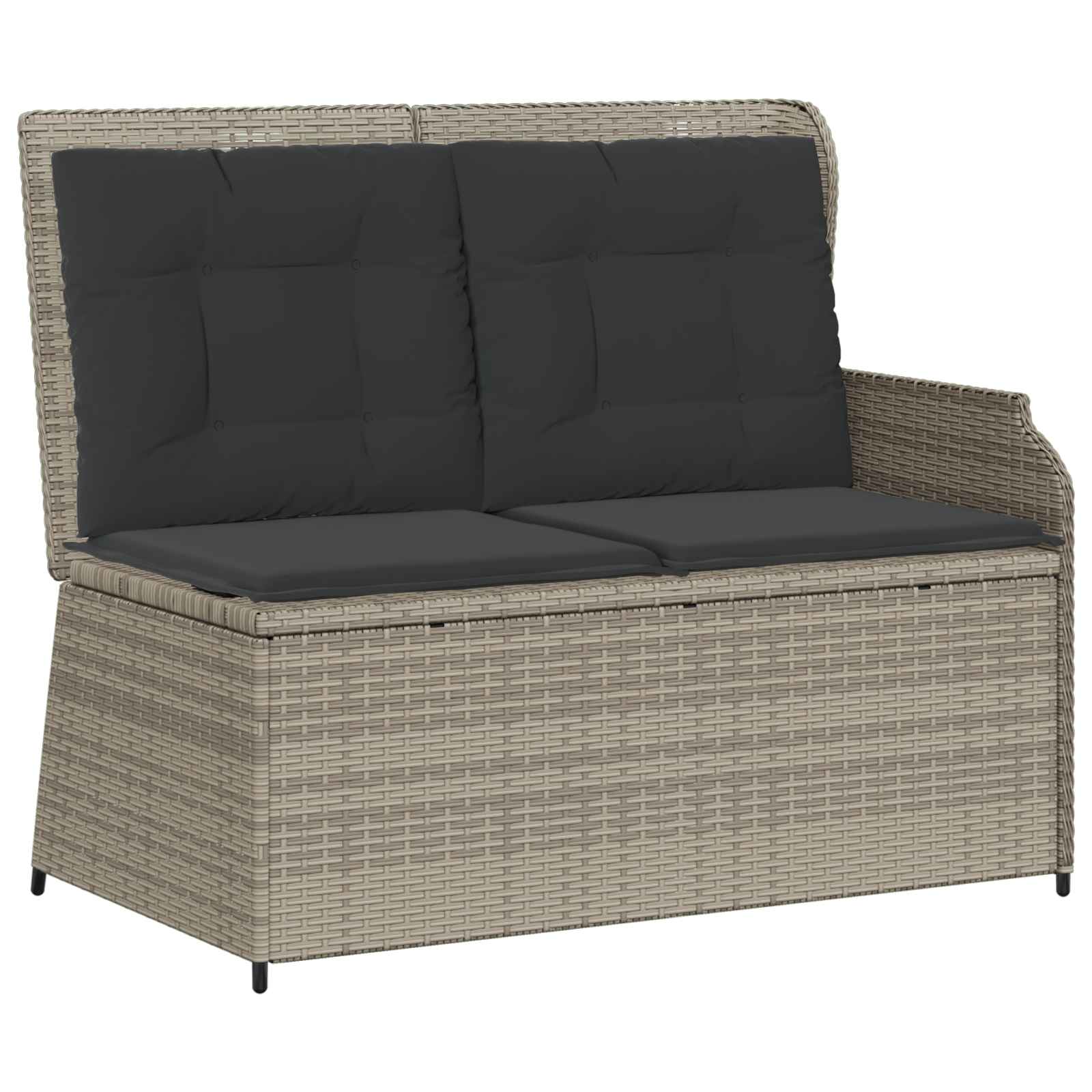 Banc de jardin avec coussin Gris clair polyrotin - XIOS