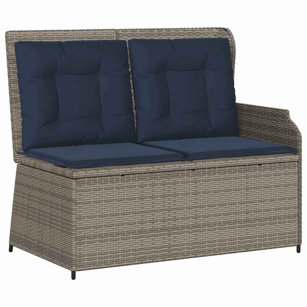 Banc de jardin avec coussin Gris et bleu marine polyrotin - XIOS