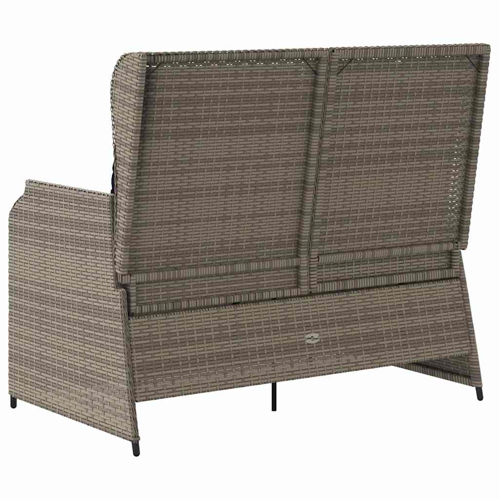 Banc de jardin avec coussin Gris et bleu marine polyrotin - XIOS