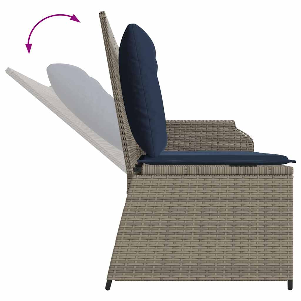Banc de jardin avec coussin Gris et bleu marine polyrotin - XIOS