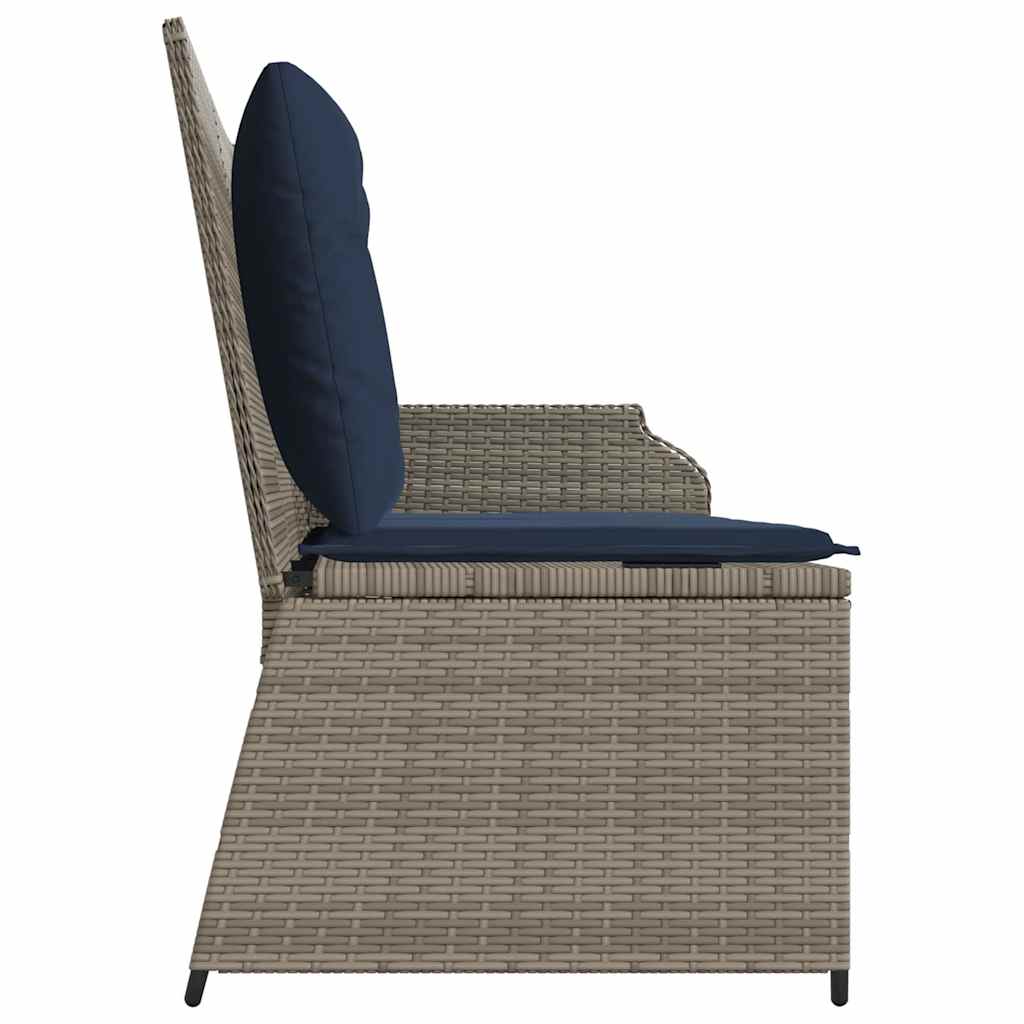Banc de jardin avec coussin Gris et bleu marine polyrotin - XIOS