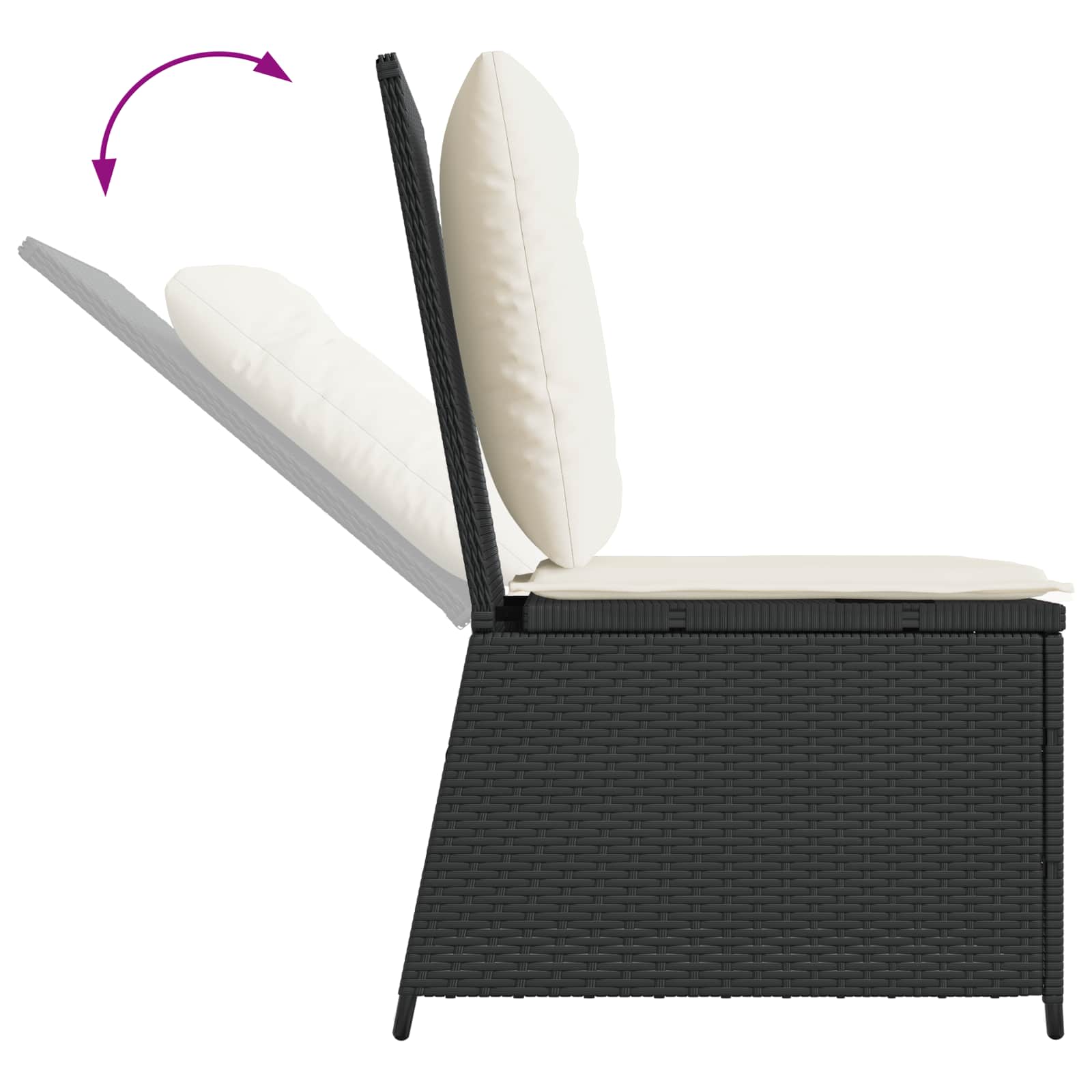 Canapé de jardin avec coussin Noir et blanc crème polyrotin - XIOS