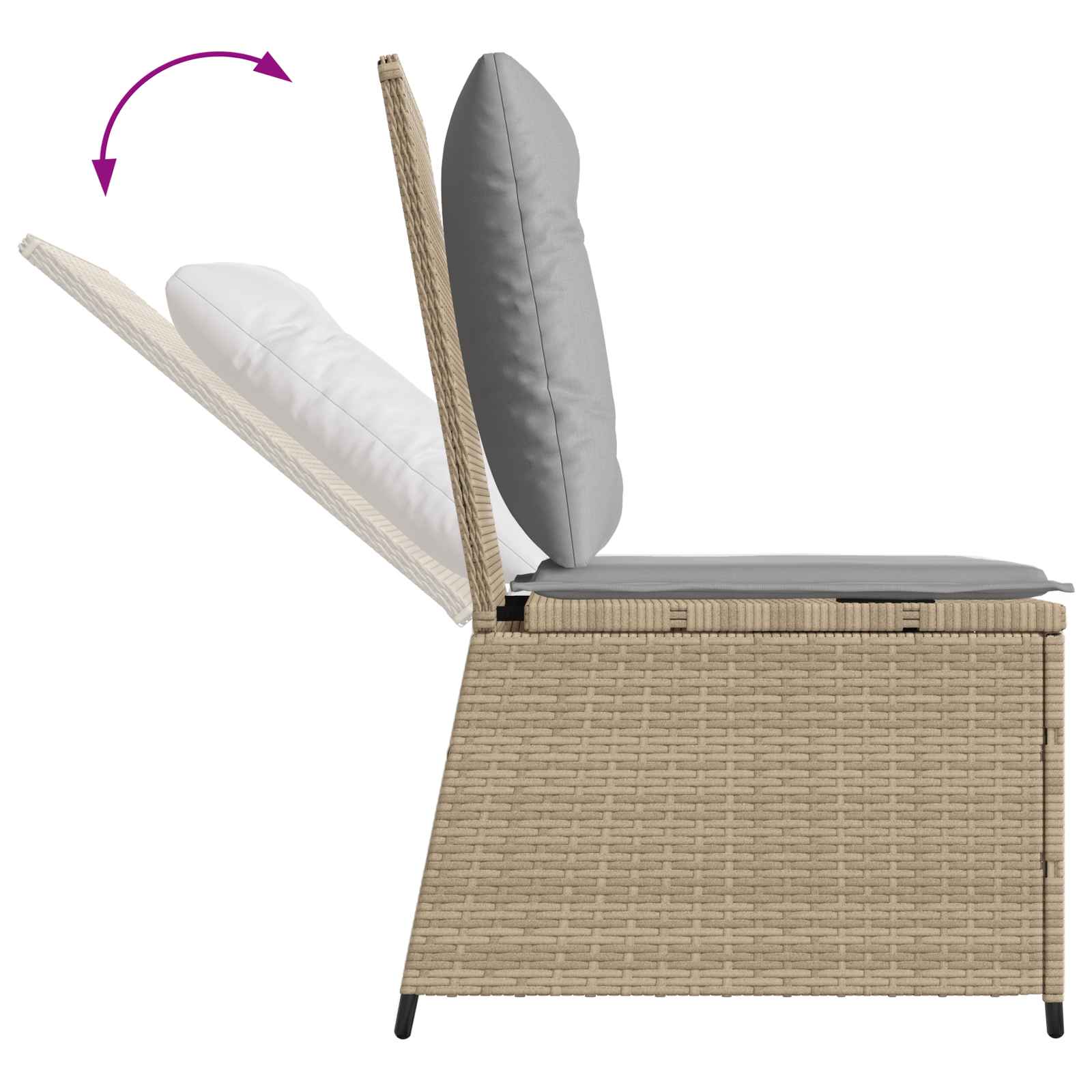 Canapé de jardin avec coussin Beige et gris polyrotin - XIOS