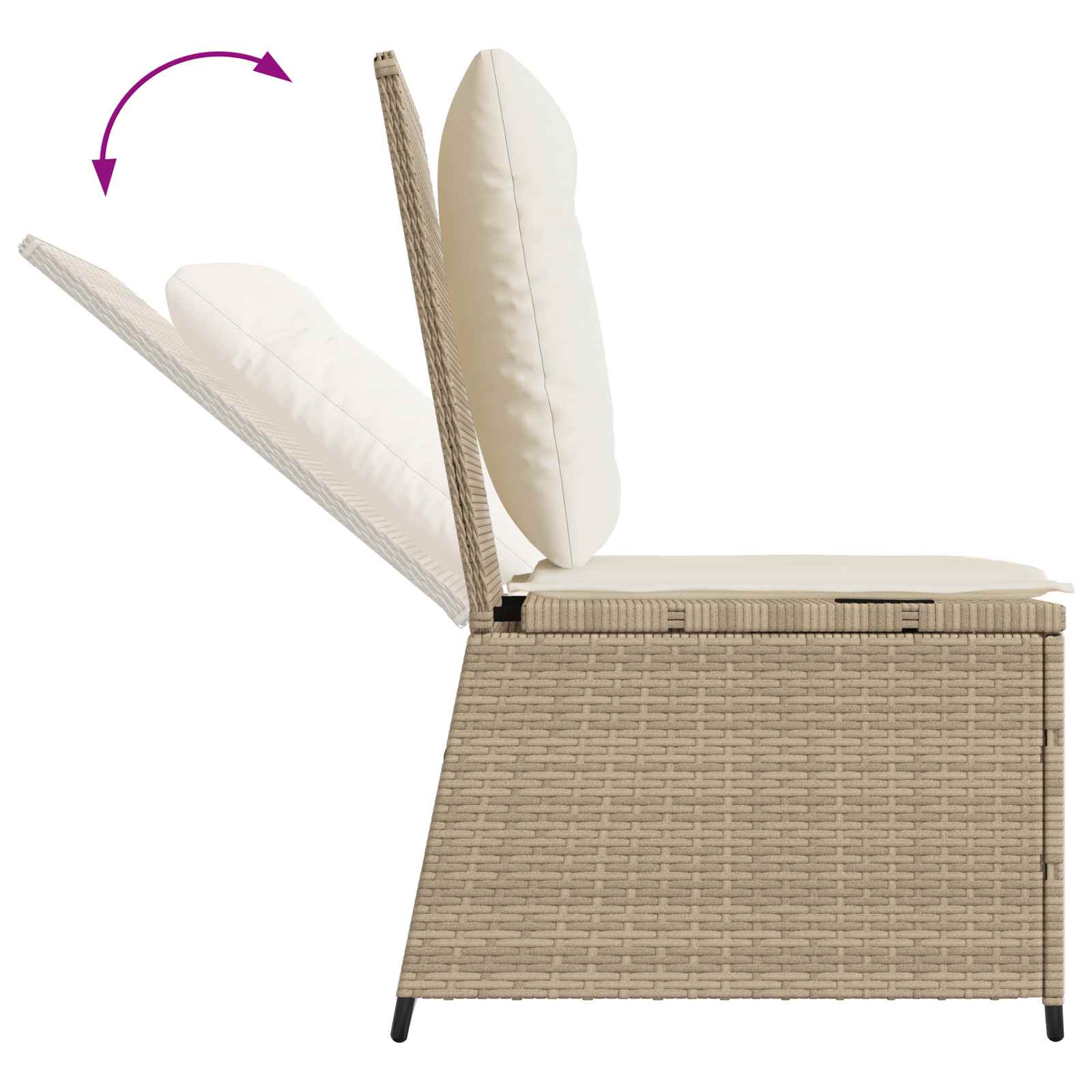 Canapé de jardin avec coussin Noir et blanc crème polyrotin - XIOS