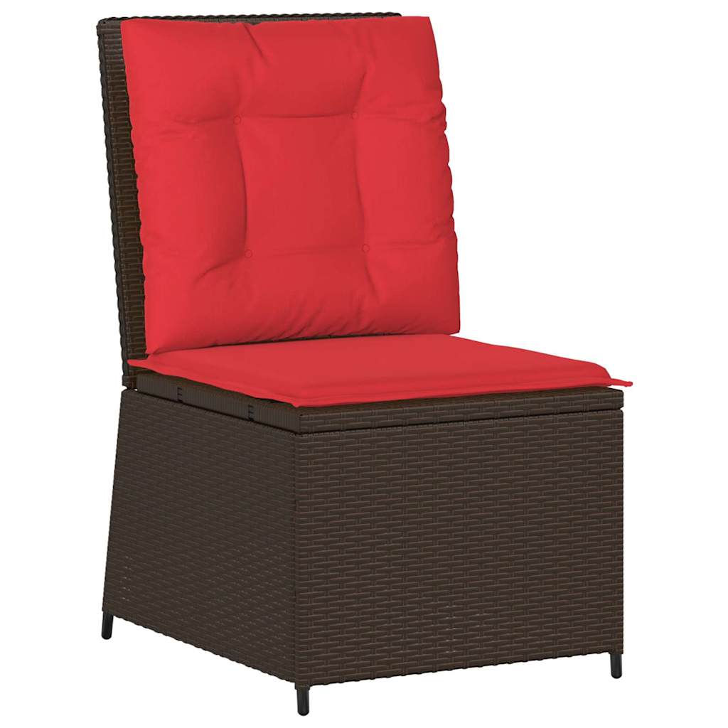 Canapé de jardin avec coussin Marron et rouge polyrotin - XIOS