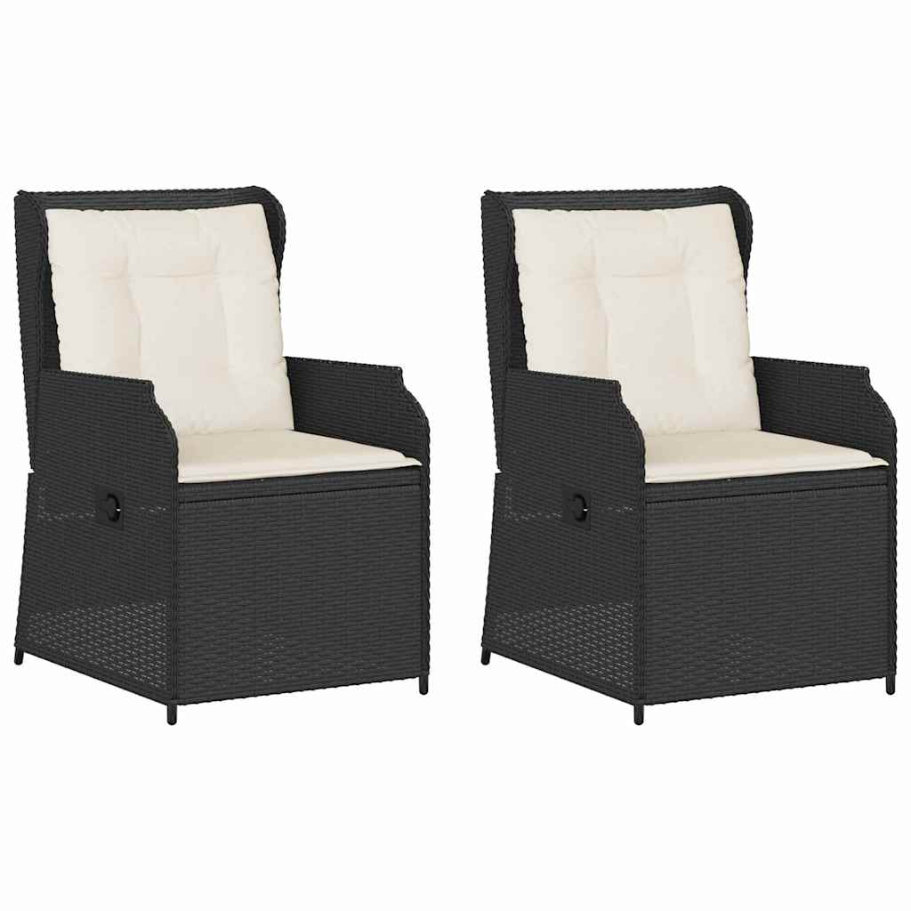 Banc de jardin 2 pcs Noir polyrotin