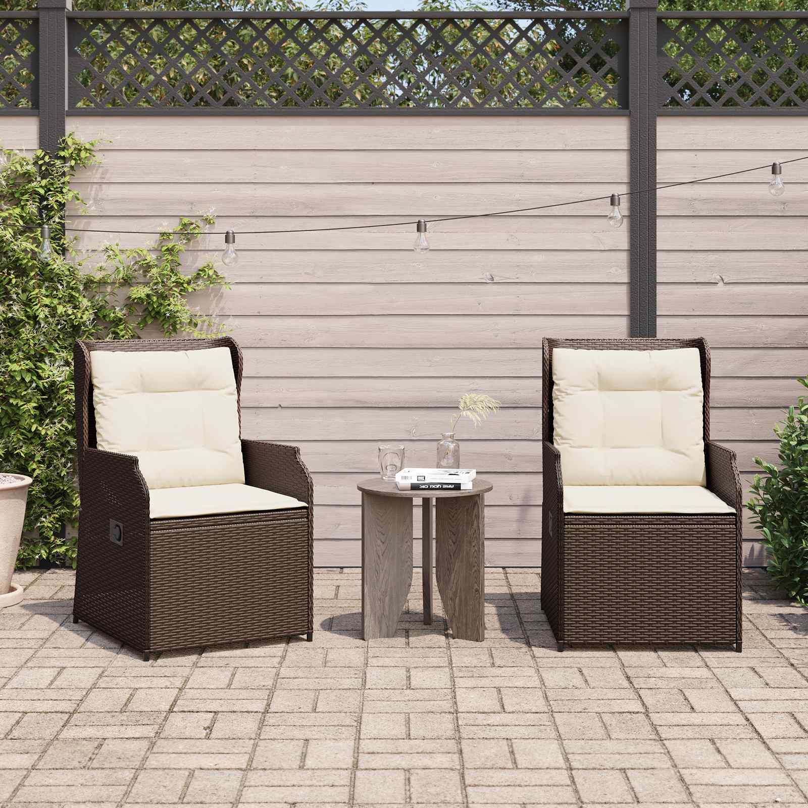 Banc de jardin 2 pc Marron polyrotin