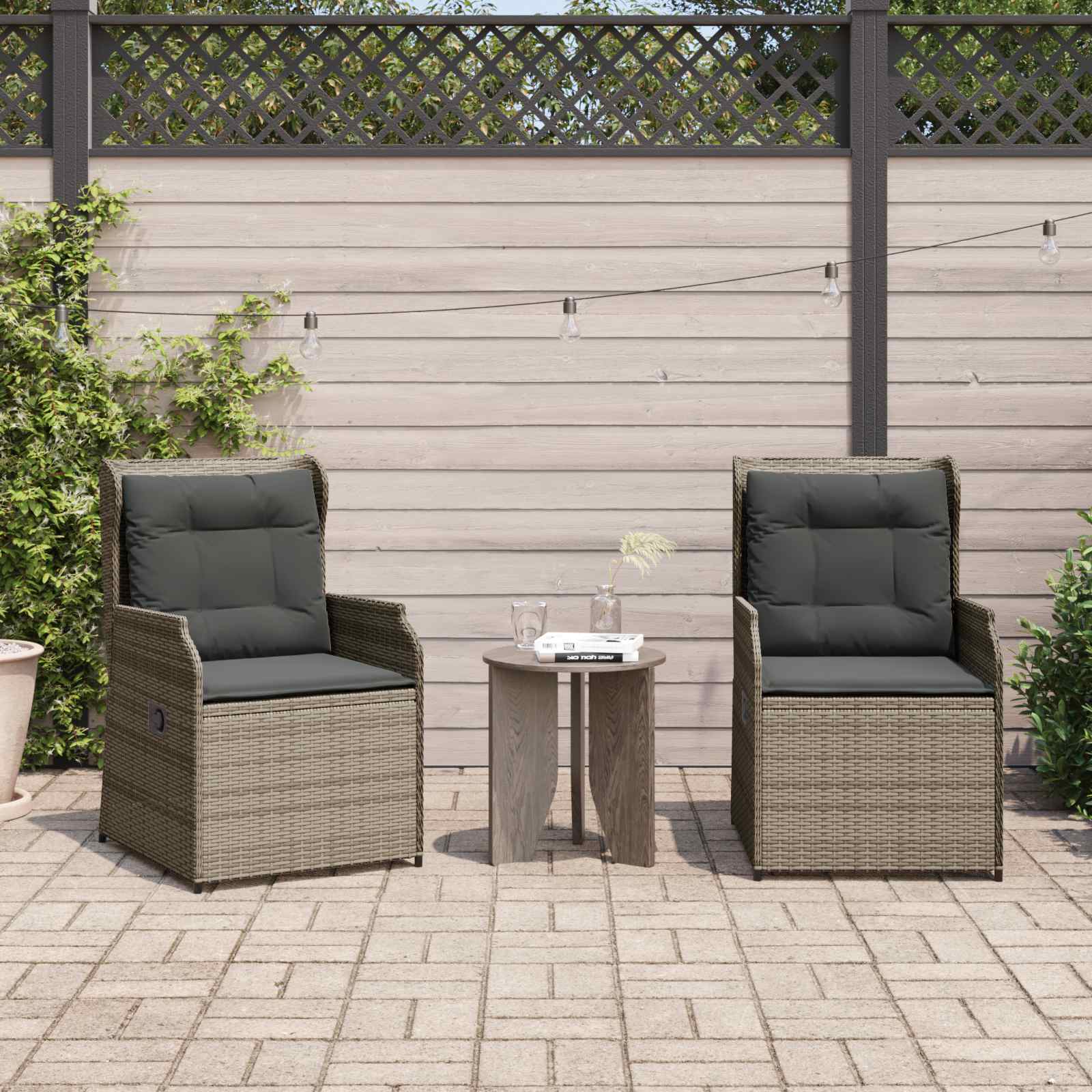 Banc de jardin 2 pc Gris polyrotin