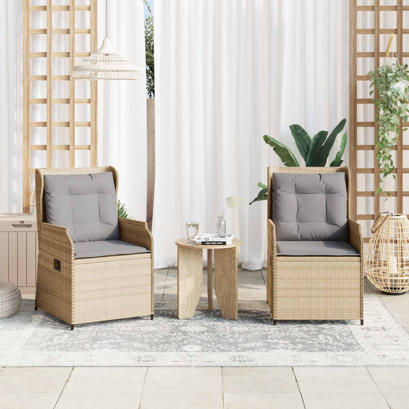 Banc de jardin 2 pc Beige polyrotin