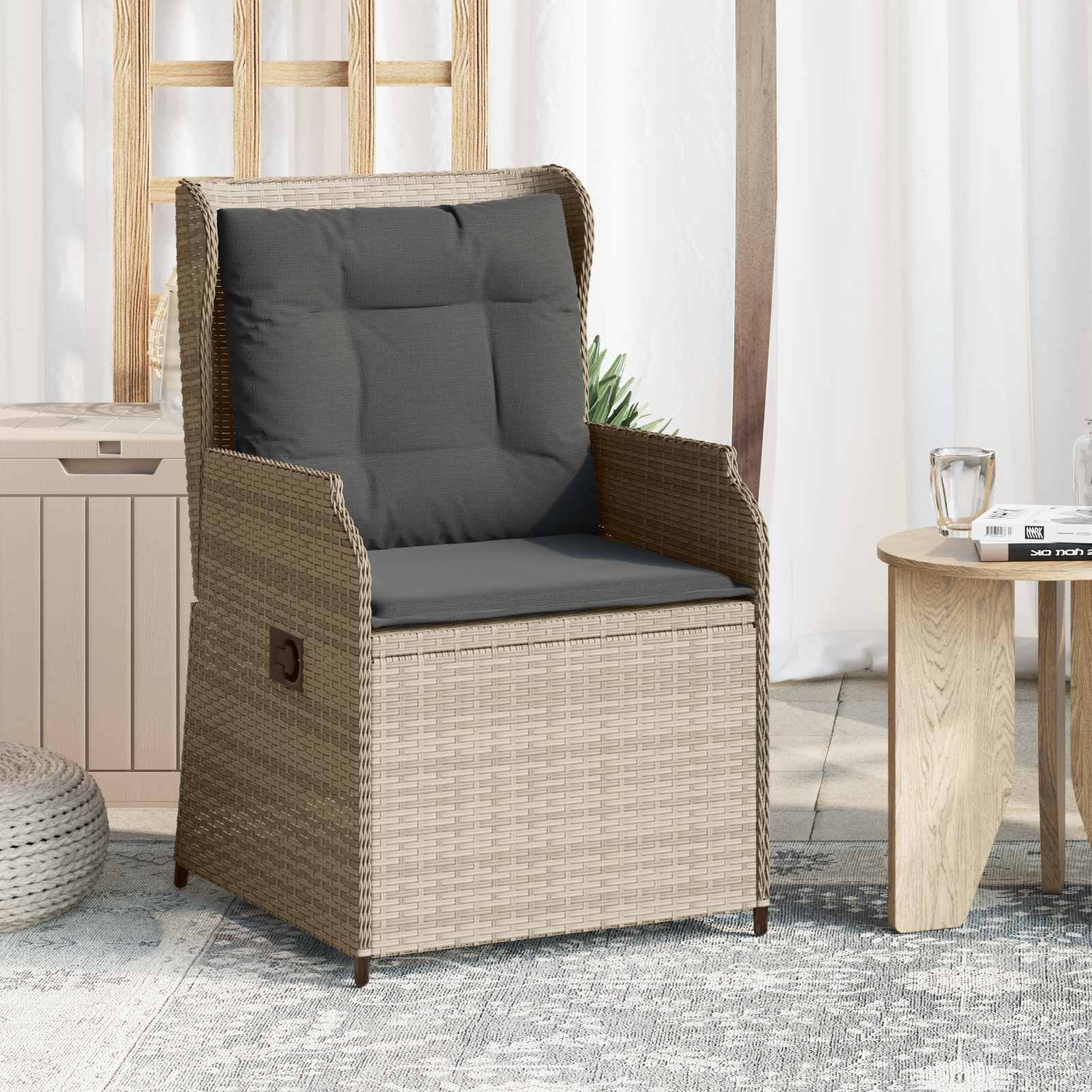 Banc de jardin 2 pcs Gris clair polyrotin