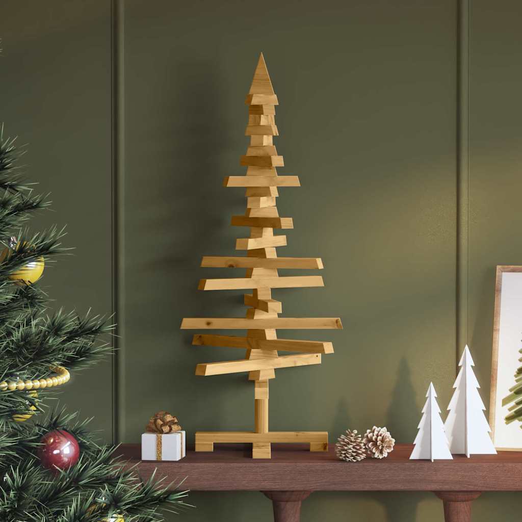 Arbre de Noël en bois Marron 90 cm Bois massif en pin - XIOS