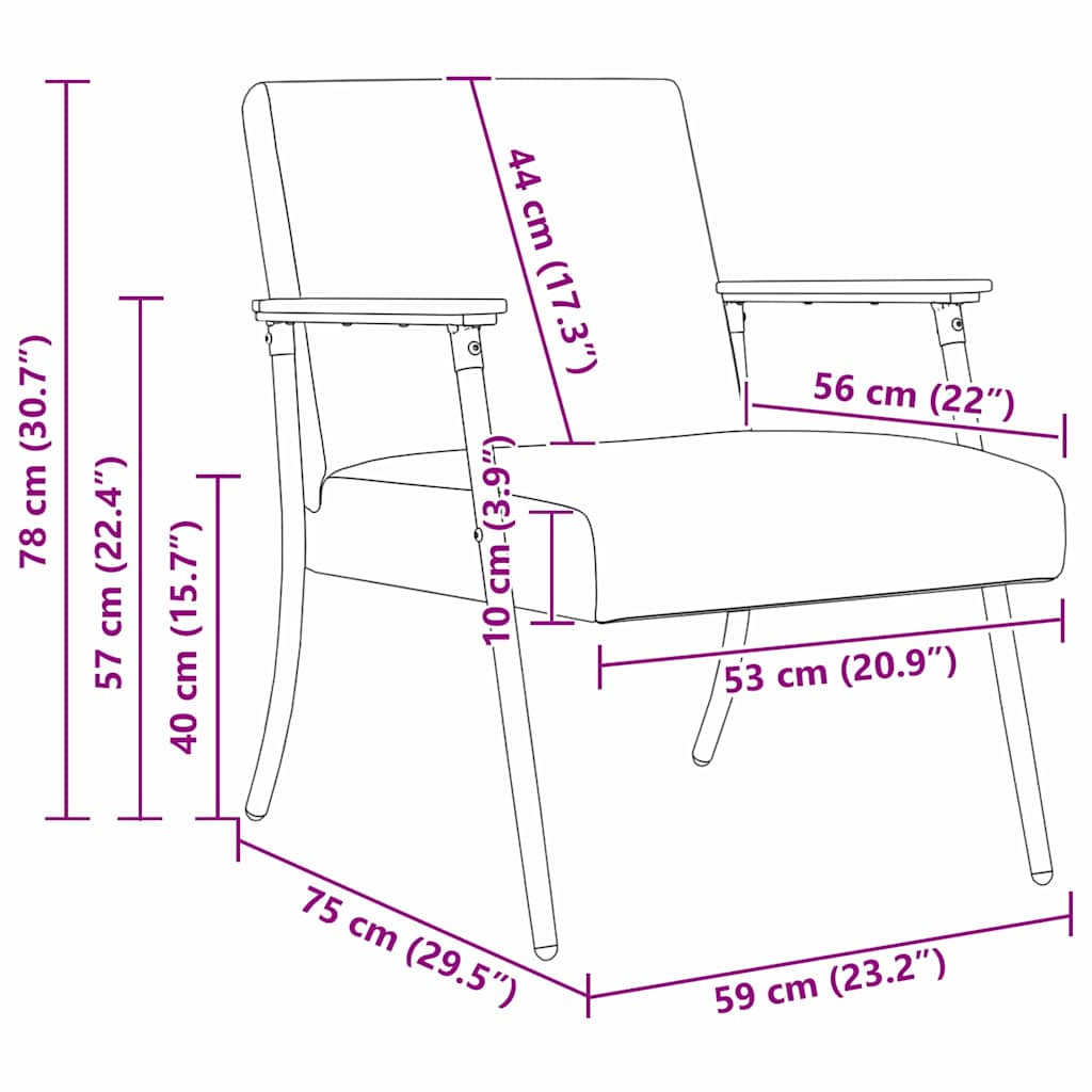 fauteuil Bordeaux 59 x 75 x 78 cm tissu - XIOS