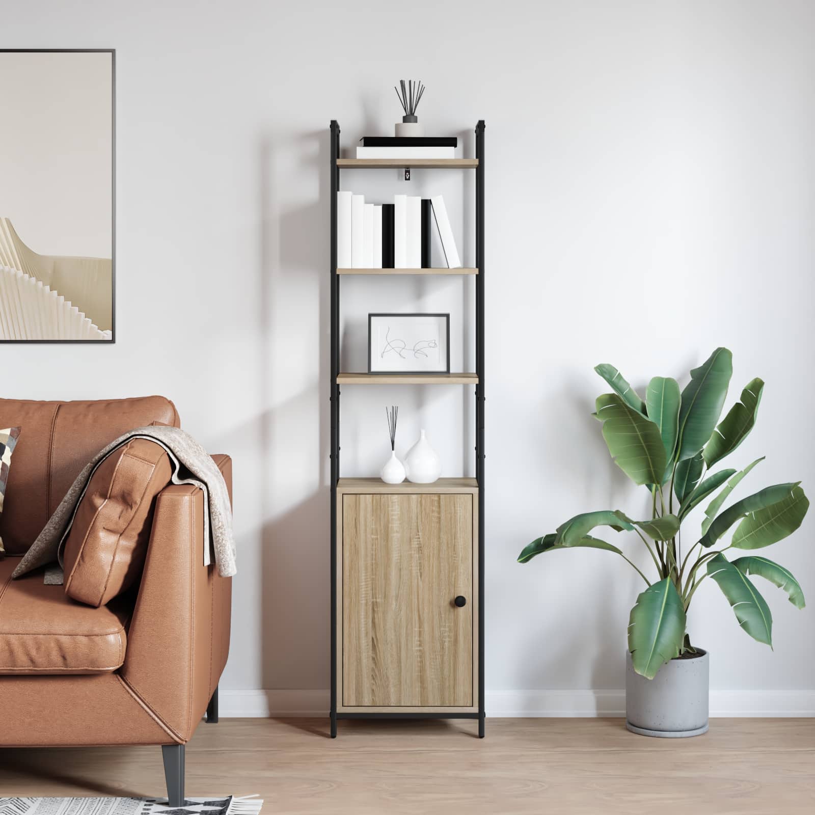 Bibliothèque Chêne Sonoma 40 x 24 x 161 cm Bois d'ingénierie - XIOS