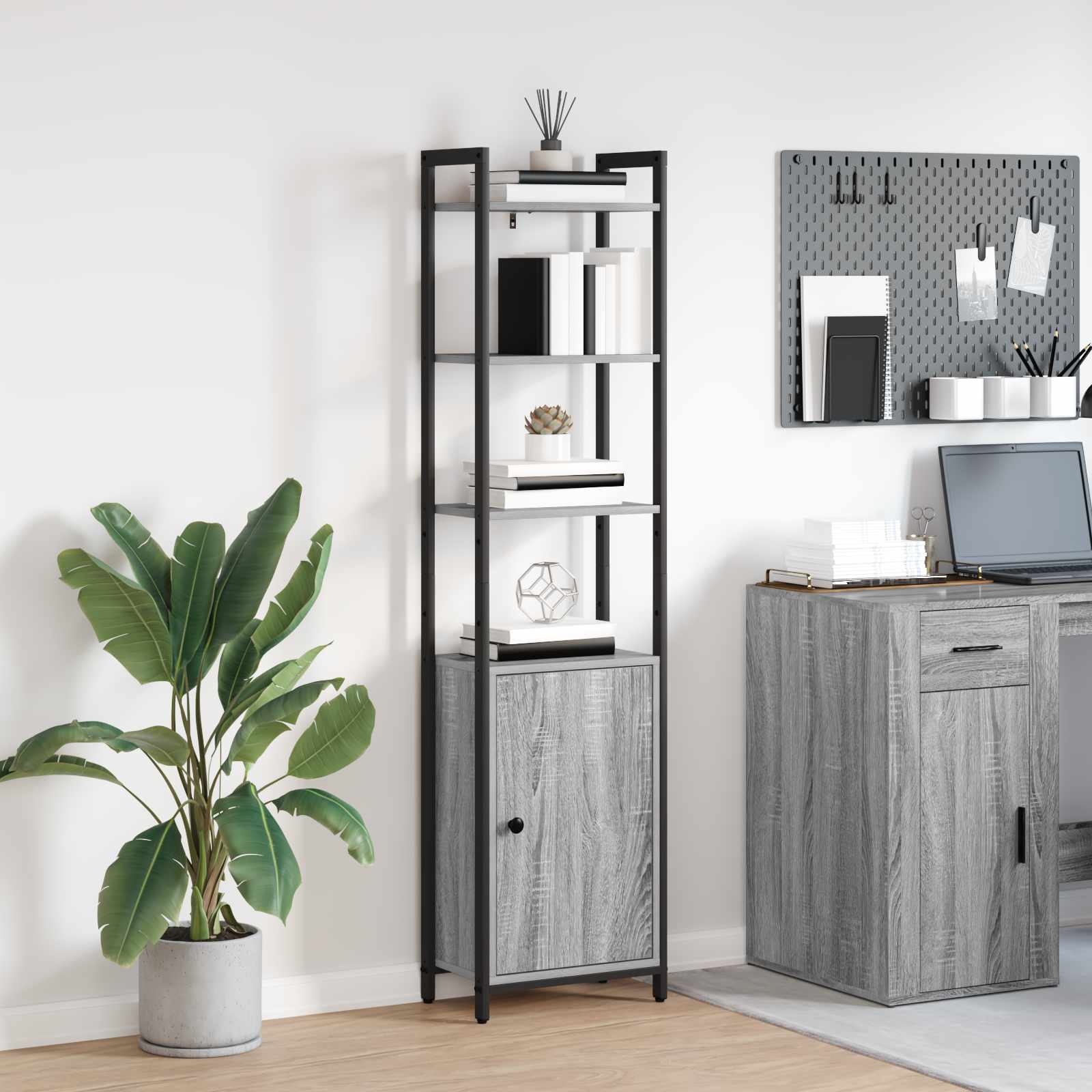Bibliothèque Gris Sonoma 40 x 24 x 161 cm Bois d'ingénierie - XIOS
