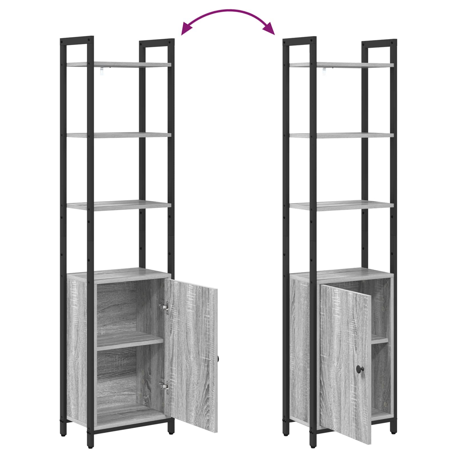 Bibliothèque Gris Sonoma 40 x 24 x 161 cm Bois d'ingénierie - XIOS