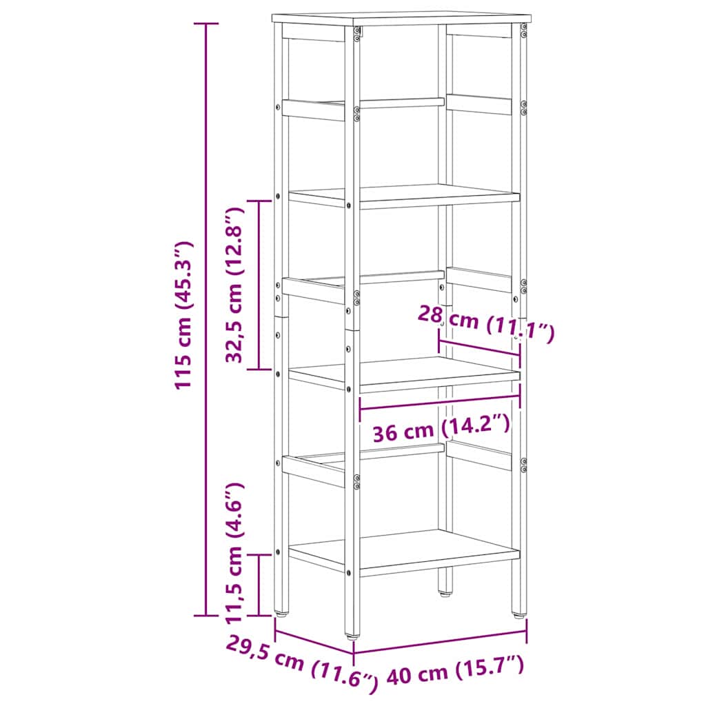 Étagère 3 niveaux 40 x 29,5 x 115 cm Bois d'ingénierie - XIOS