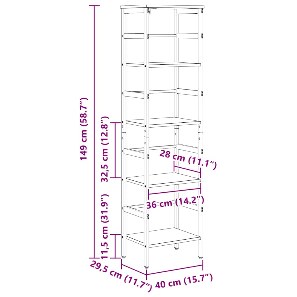 Étagère Chêne fumé 40 x 29,5 x 149 cm Bois d'ingénierie - XIOS