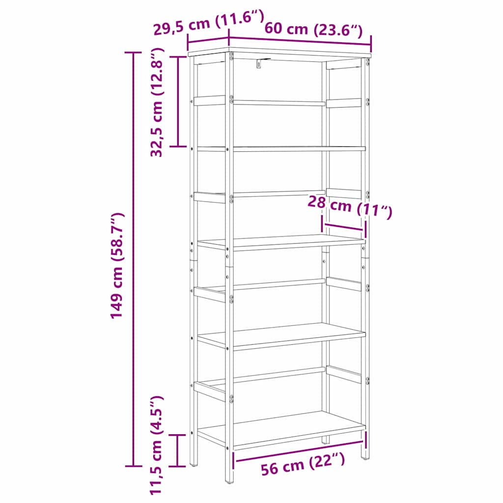 Étagère Chêne artisanal 60 x 29,5 x 149 cm Bois d'ingénierie - XIOS