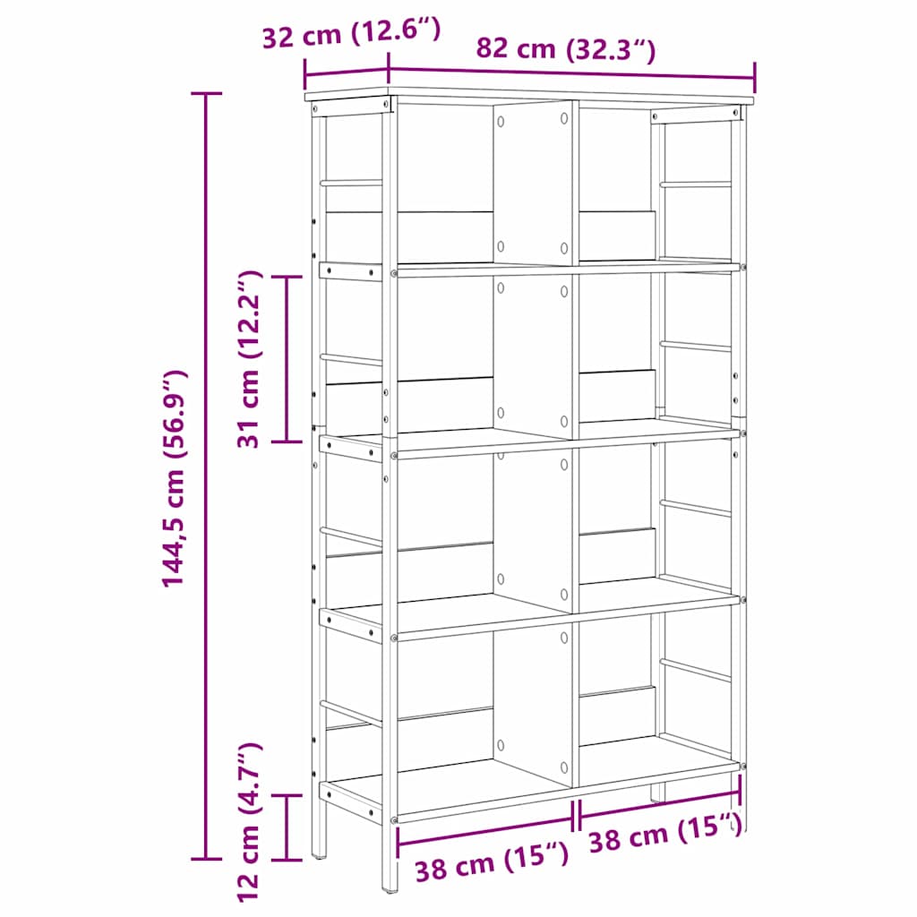 Étagère Chêne noir 82 x 32 x 144,5 cm Bois d'ingénierie - XIOS